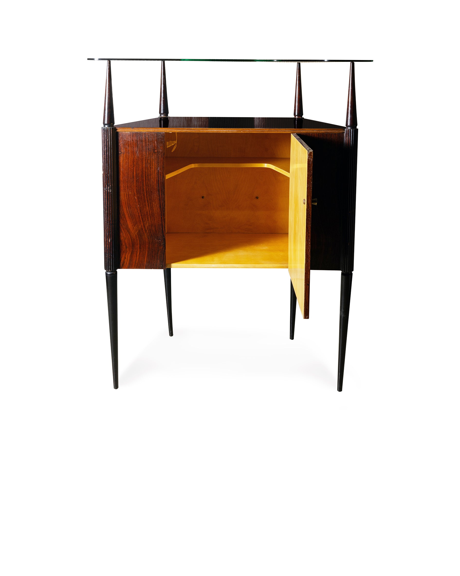 Bar cabinet with two stools attributed to Gio Ponti - 1950s