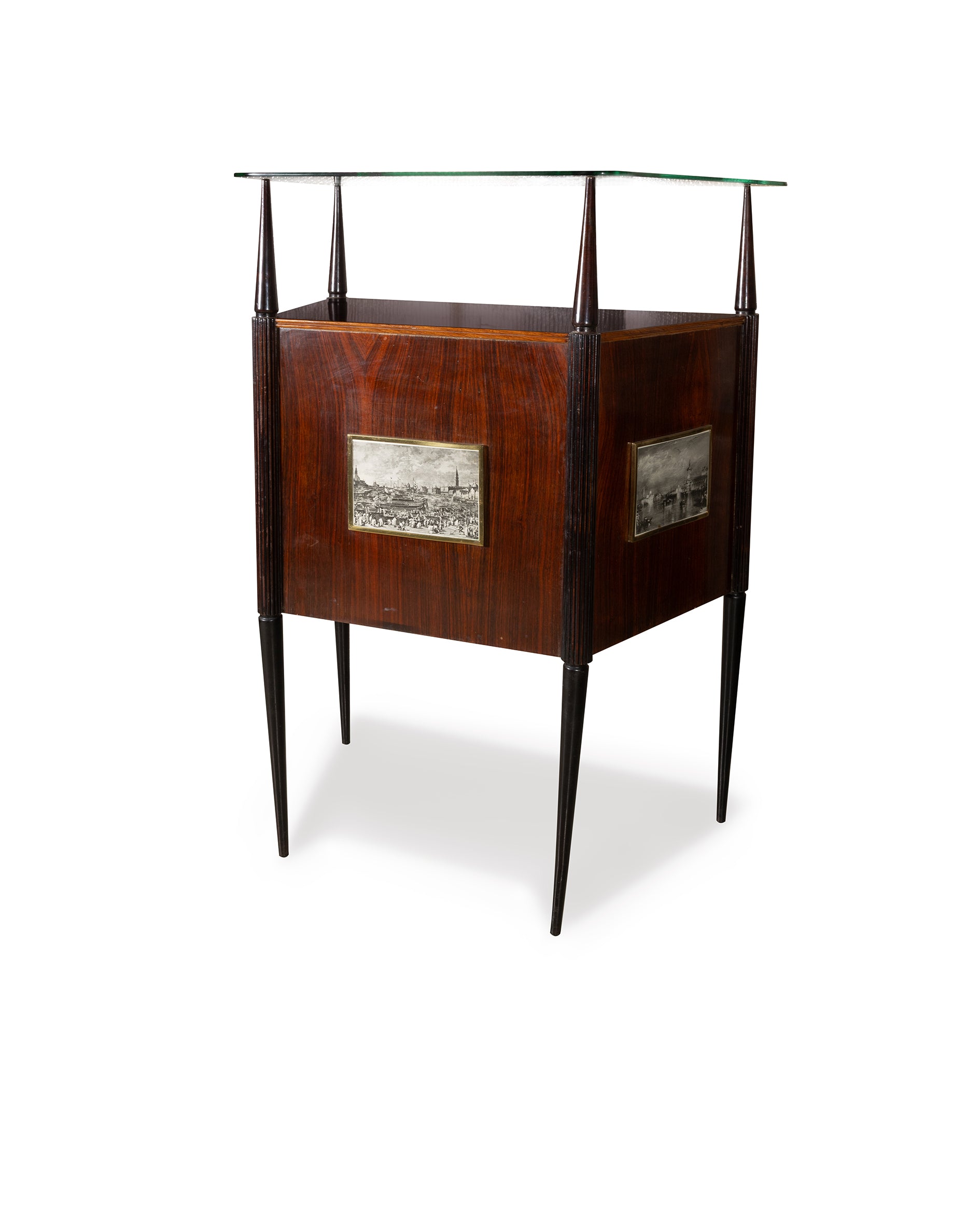 Bar cabinet with two stools attributed to Gio Ponti - 1950s