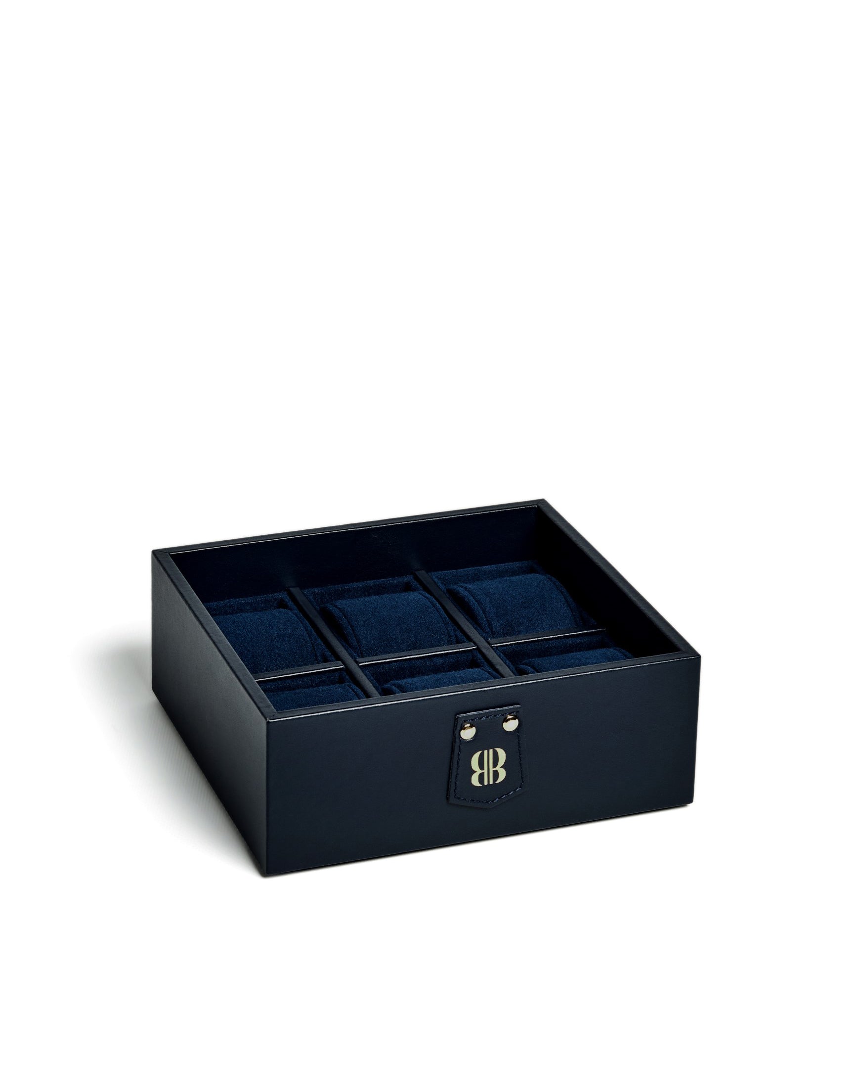 Bernardini Milano Watch Holder with 12 watches capacity- blue leather and blue alcantara