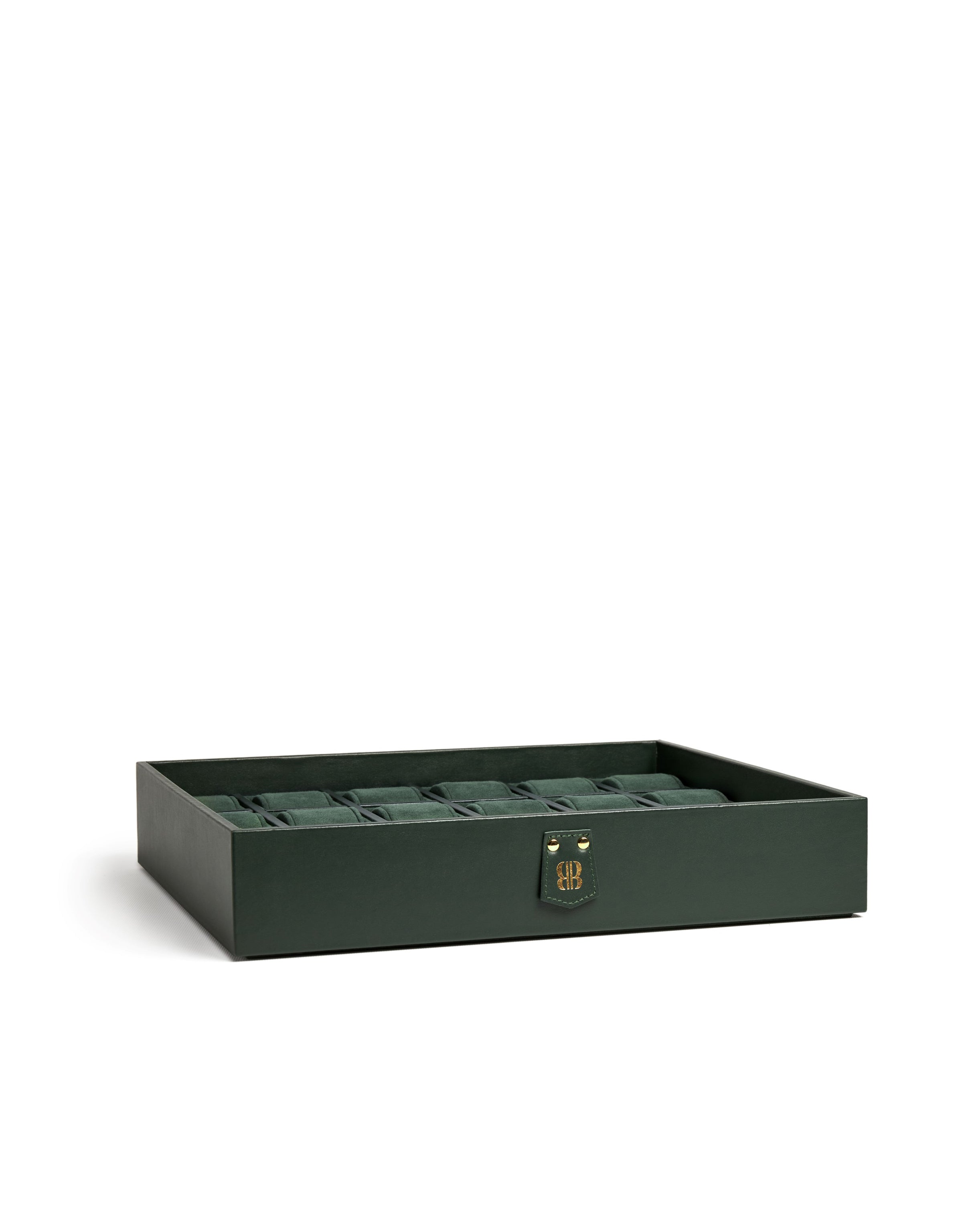 Bernardini Milano Watch Holder with 24 watches capacity- green leather and green alcantara