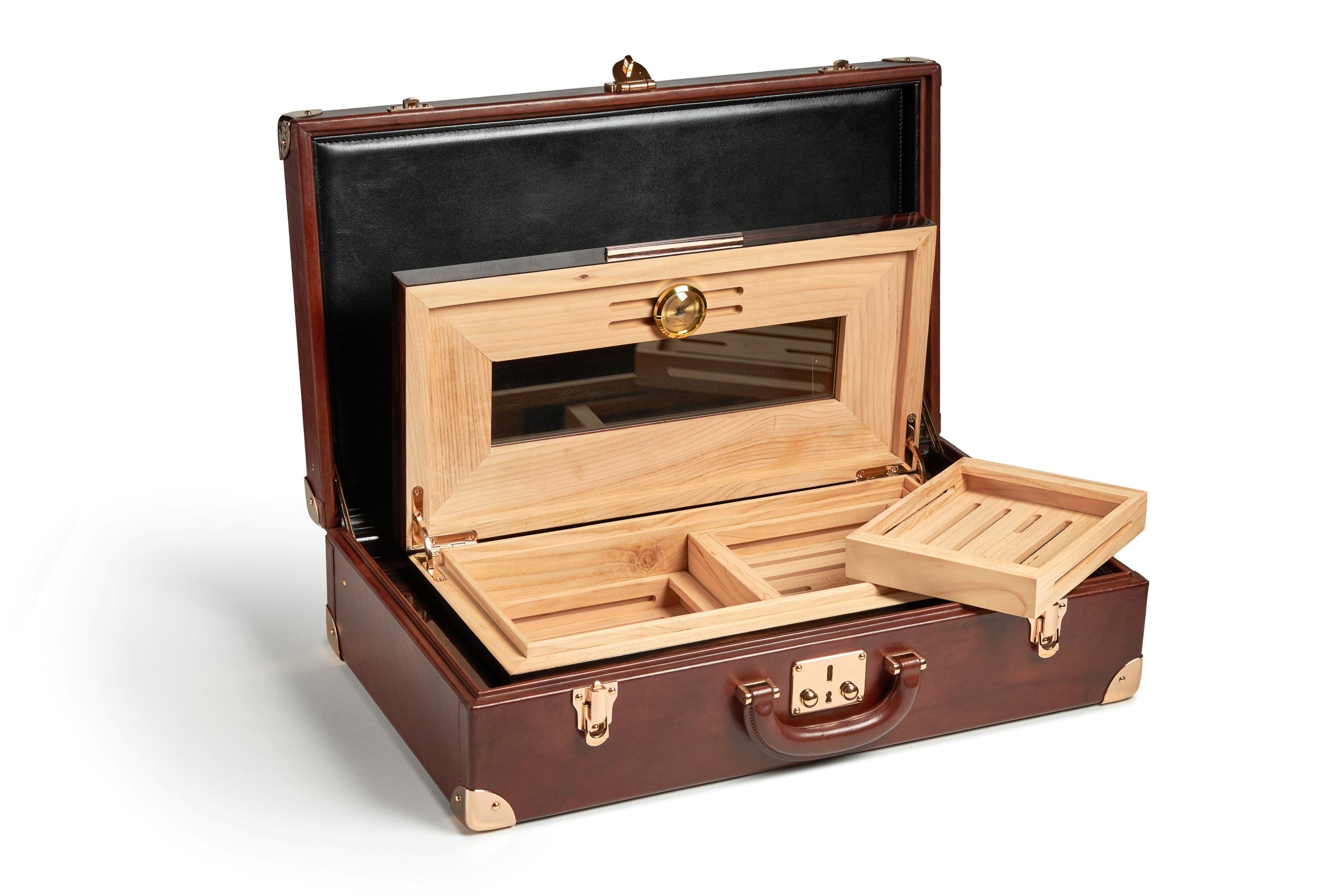 Bernardini Humidor Briefcase - Black leather and Ebony - N° 03/30