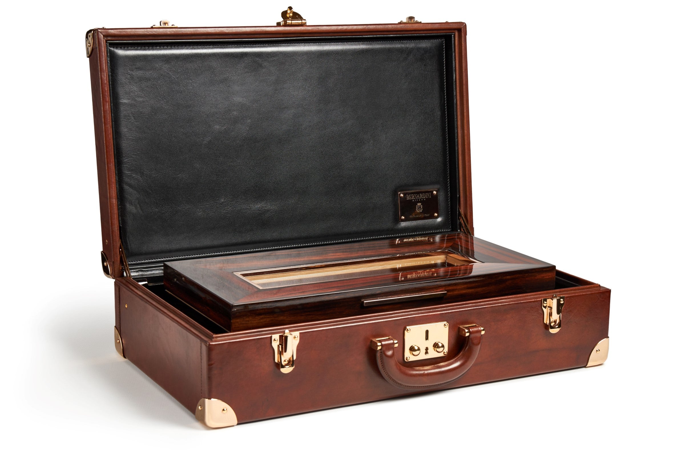 Bernardini Humidor Briefcase - Black leather and Ebony - N° 03/30