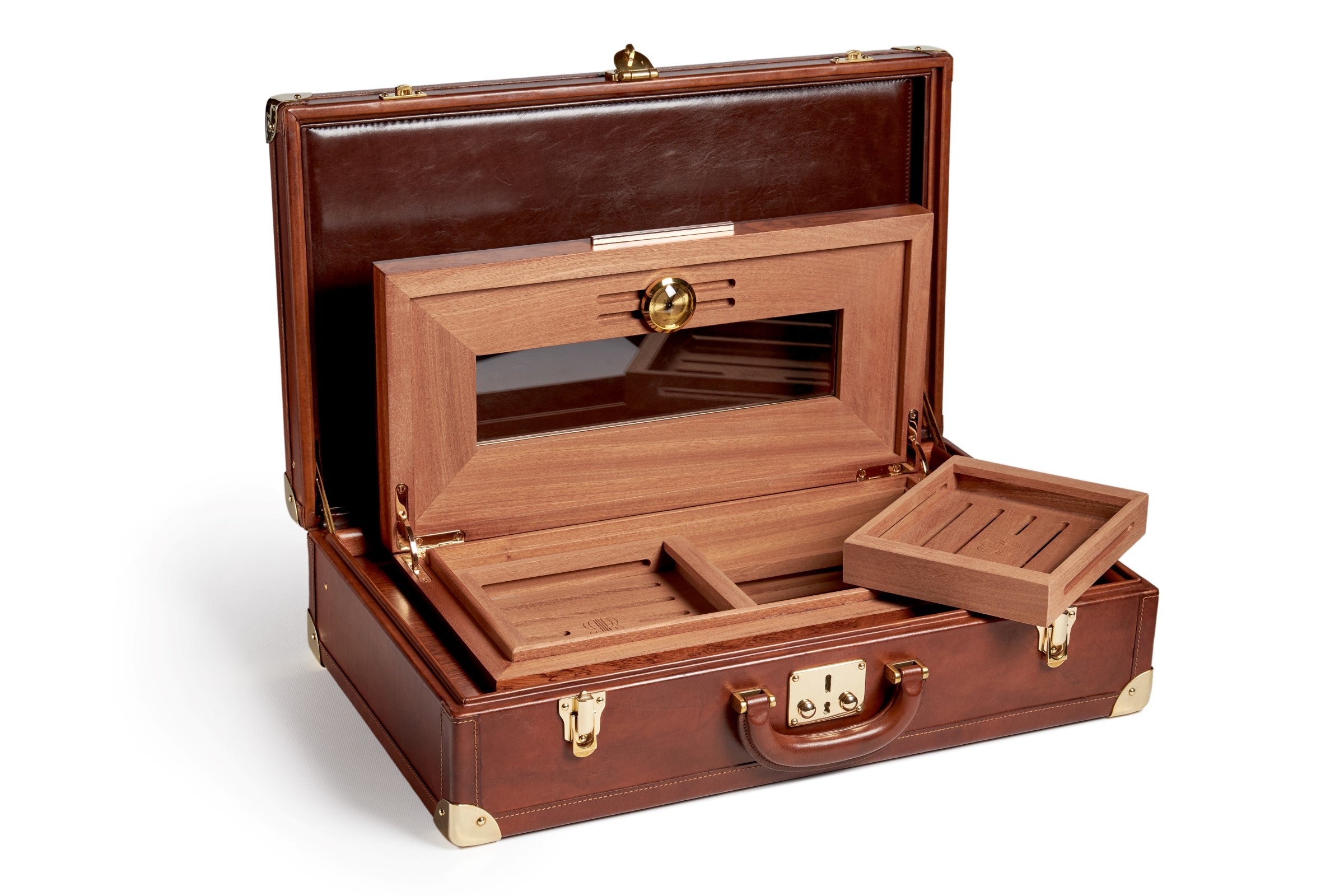 Bernardini Humidor Briefcase - Brown leather and Mahogany - N° 01/30