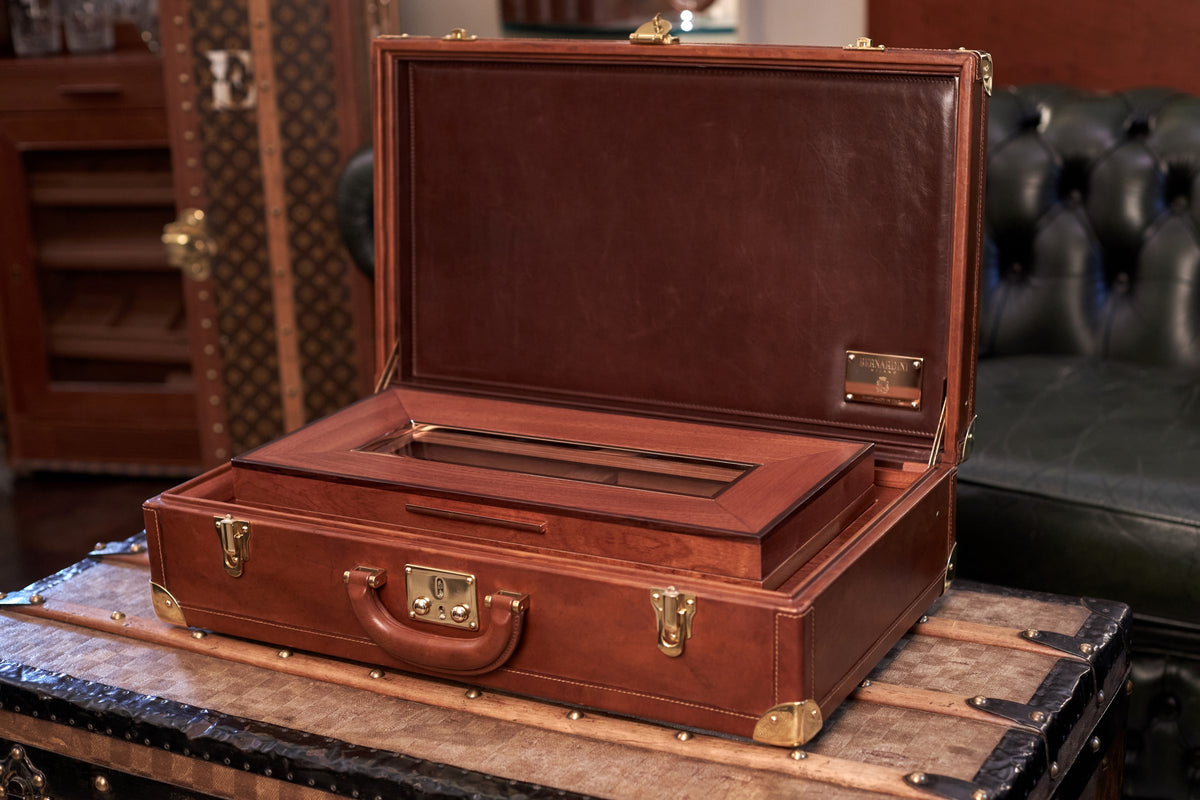 Bernardini Humidor Briefcase - Brown leather and Mahogany - N° 01/30