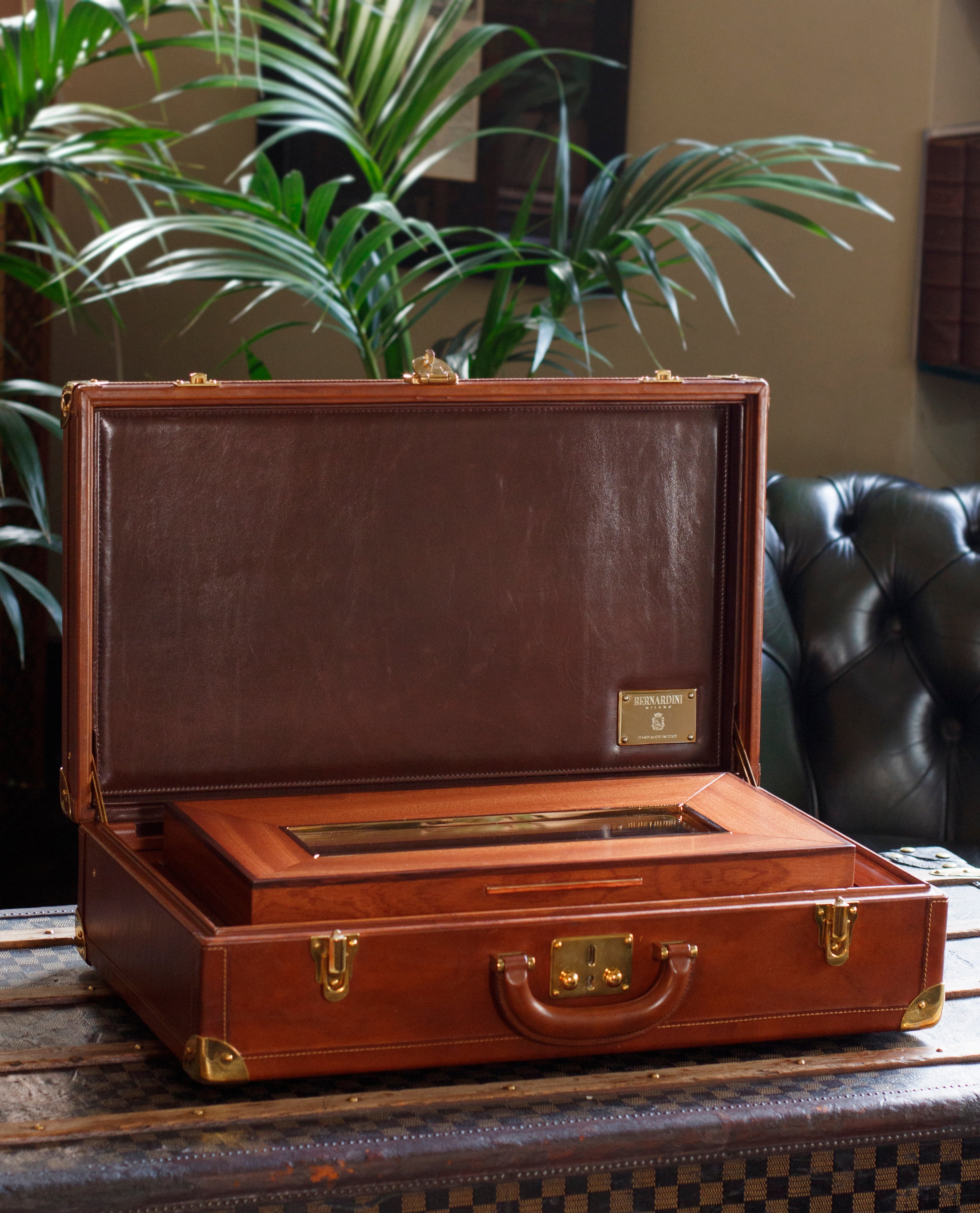 Bernardini Humidor Briefcase - Brown leather and Mahogany - N° 01/30