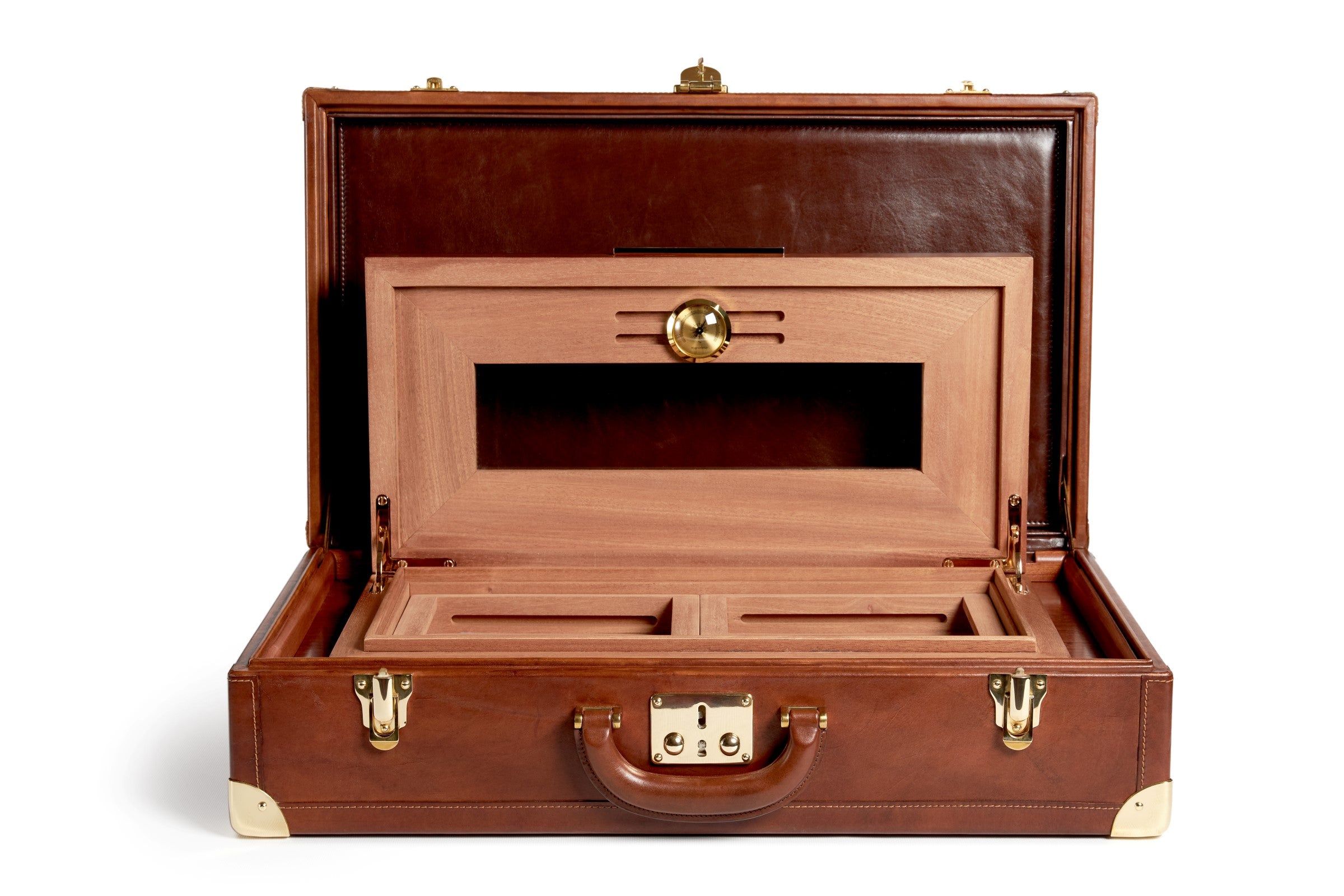 Bernardini Humidor Briefcase - Brown leather and Mahogany - N° 01/30