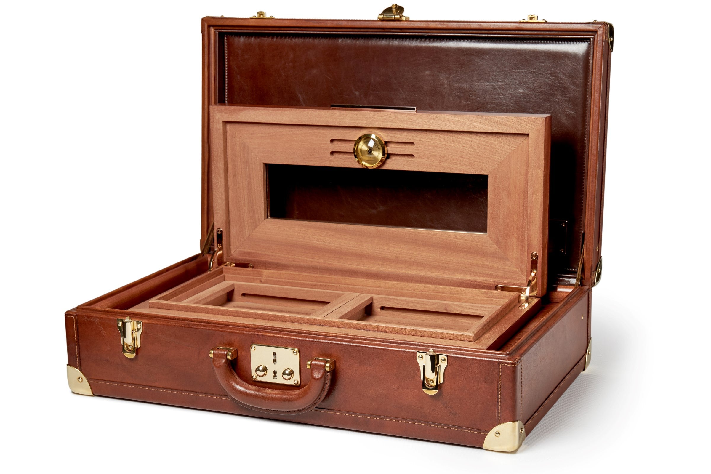 Bernardini Humidor Briefcase - Brown leather and Mahogany - N° 01/30