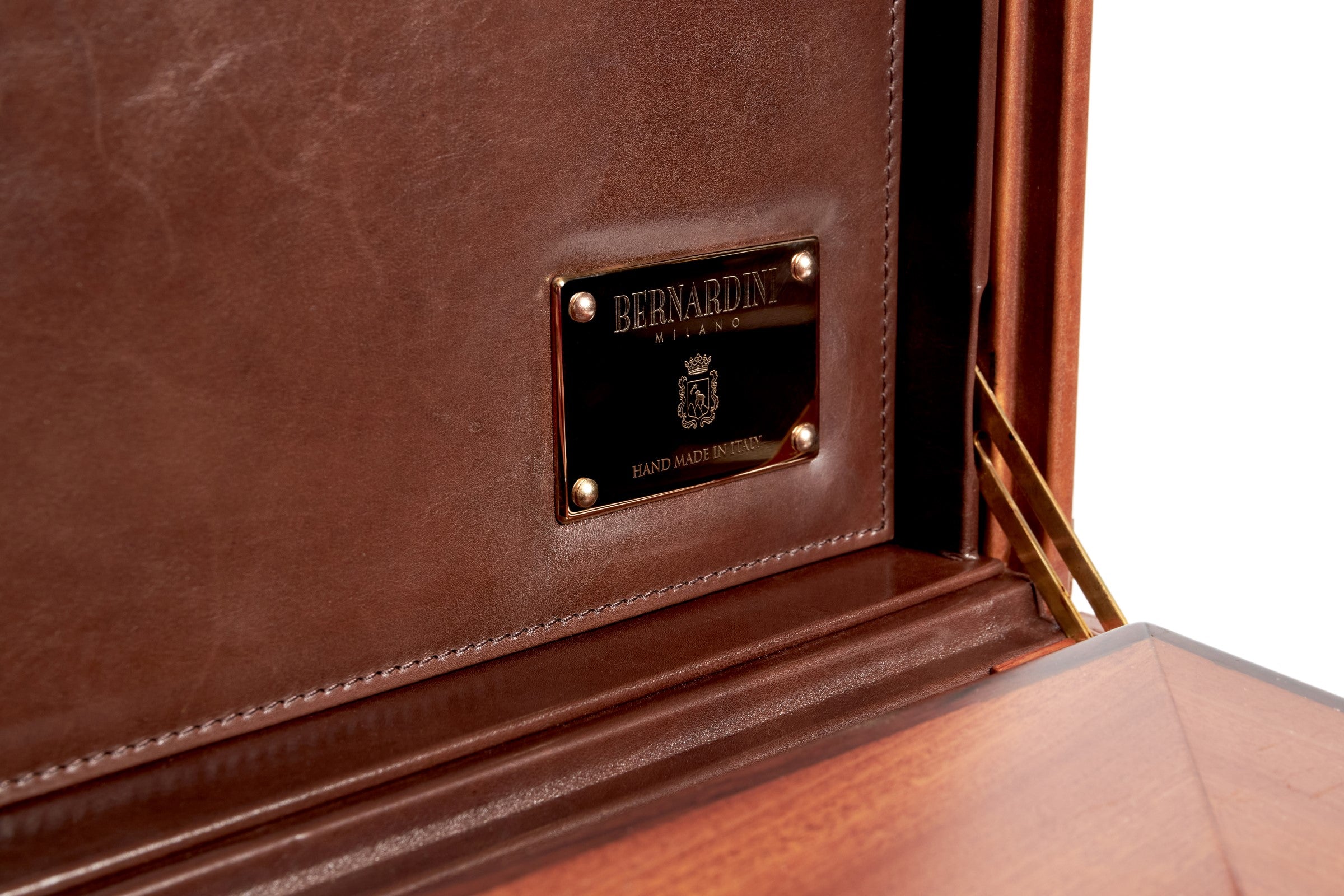 Bernardini Humidor Briefcase - Brown leather and Mahogany - N° 01/30