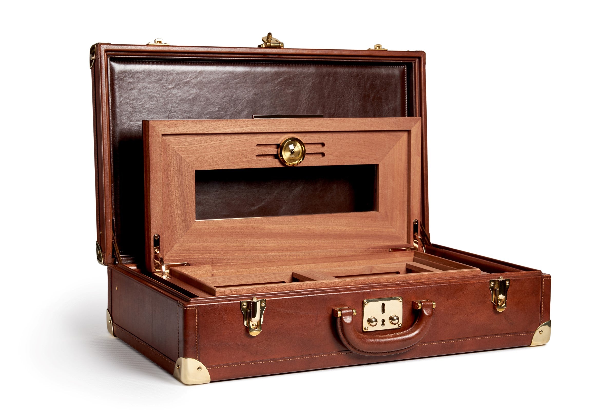 Bernardini Humidor Briefcase - Brown leather and Mahogany - N° 01/30