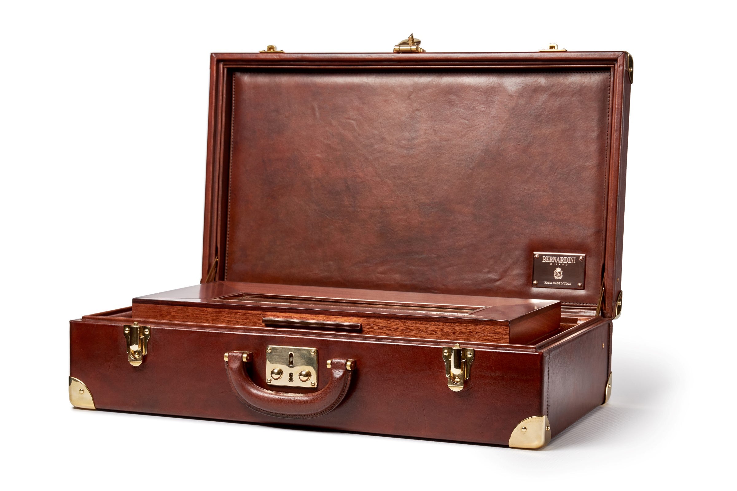 Bernardini Humidor Briefcase - Brown leather and Mahogany - N° 04/30