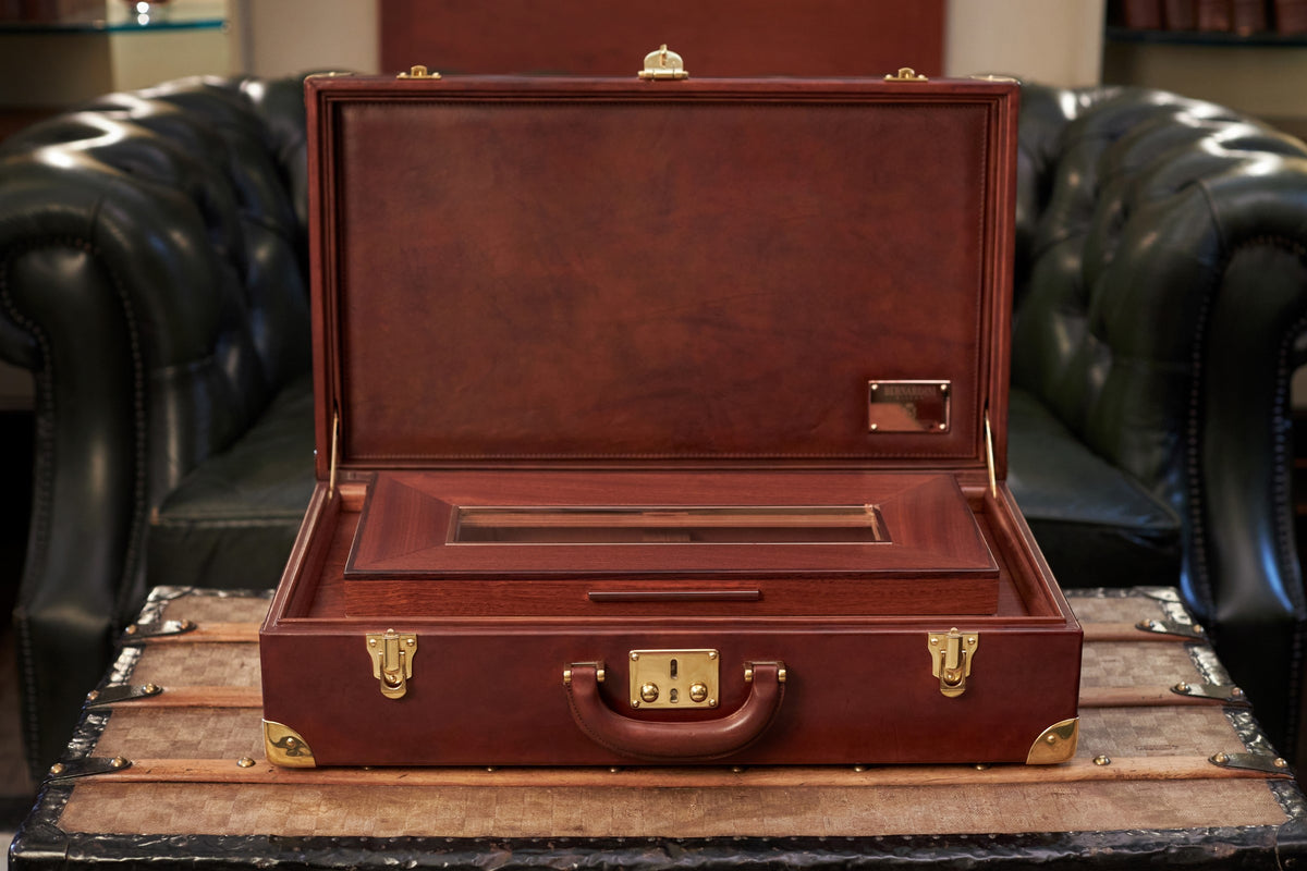 Bernardini Humidor Briefcase - Brown leather and Mahogany - N° 04/30