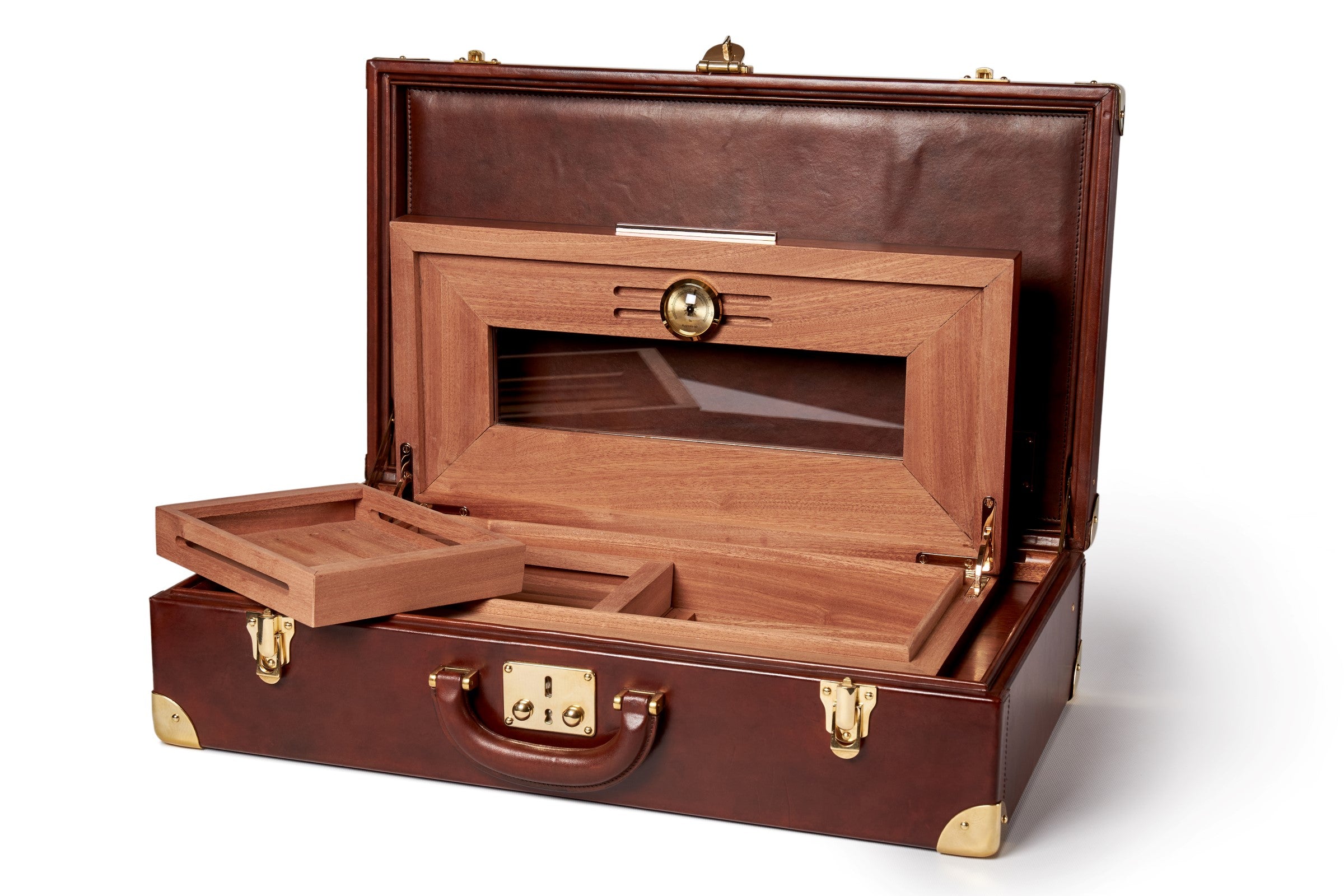 Bernardini Humidor Briefcase - Brown leather and Mahogany - N° 04/30