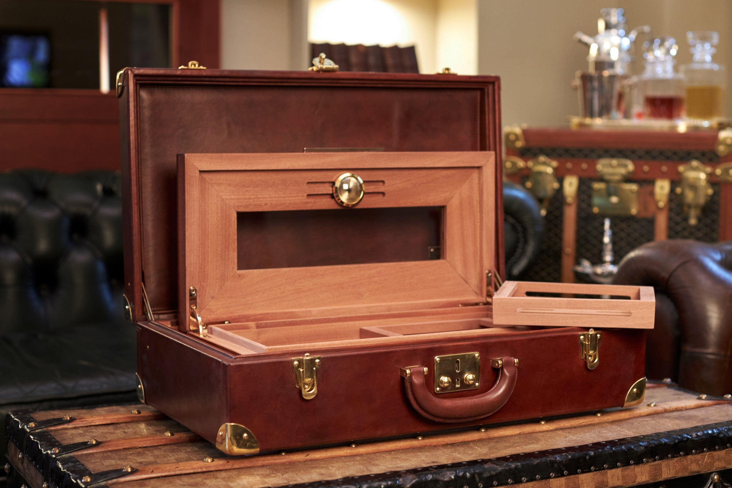 Bernardini Humidor Briefcase - Brown leather and Mahogany - N° 04/30