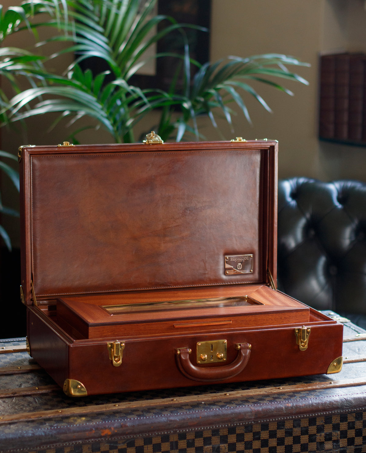 Bernardini Humidor Briefcase - Brown leather and Mahogany - N° 04/30