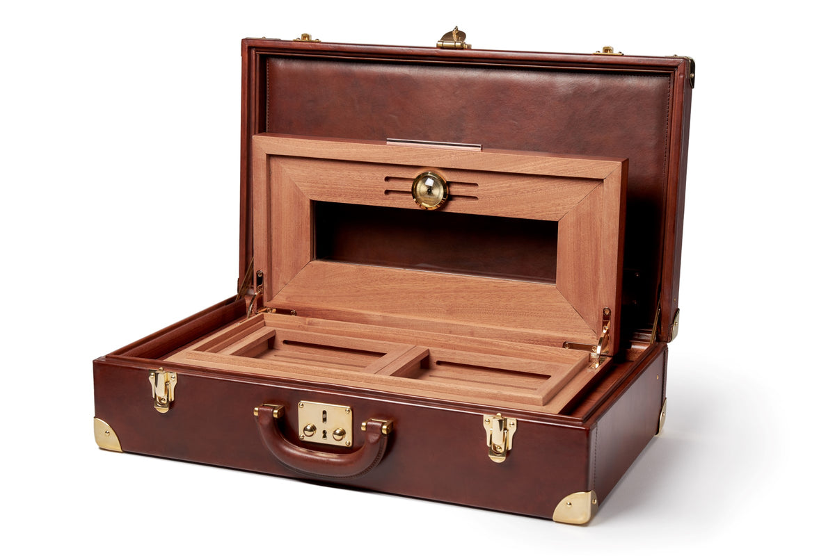 Bernardini Humidor Briefcase - Brown leather and Mahogany - N° 04/30