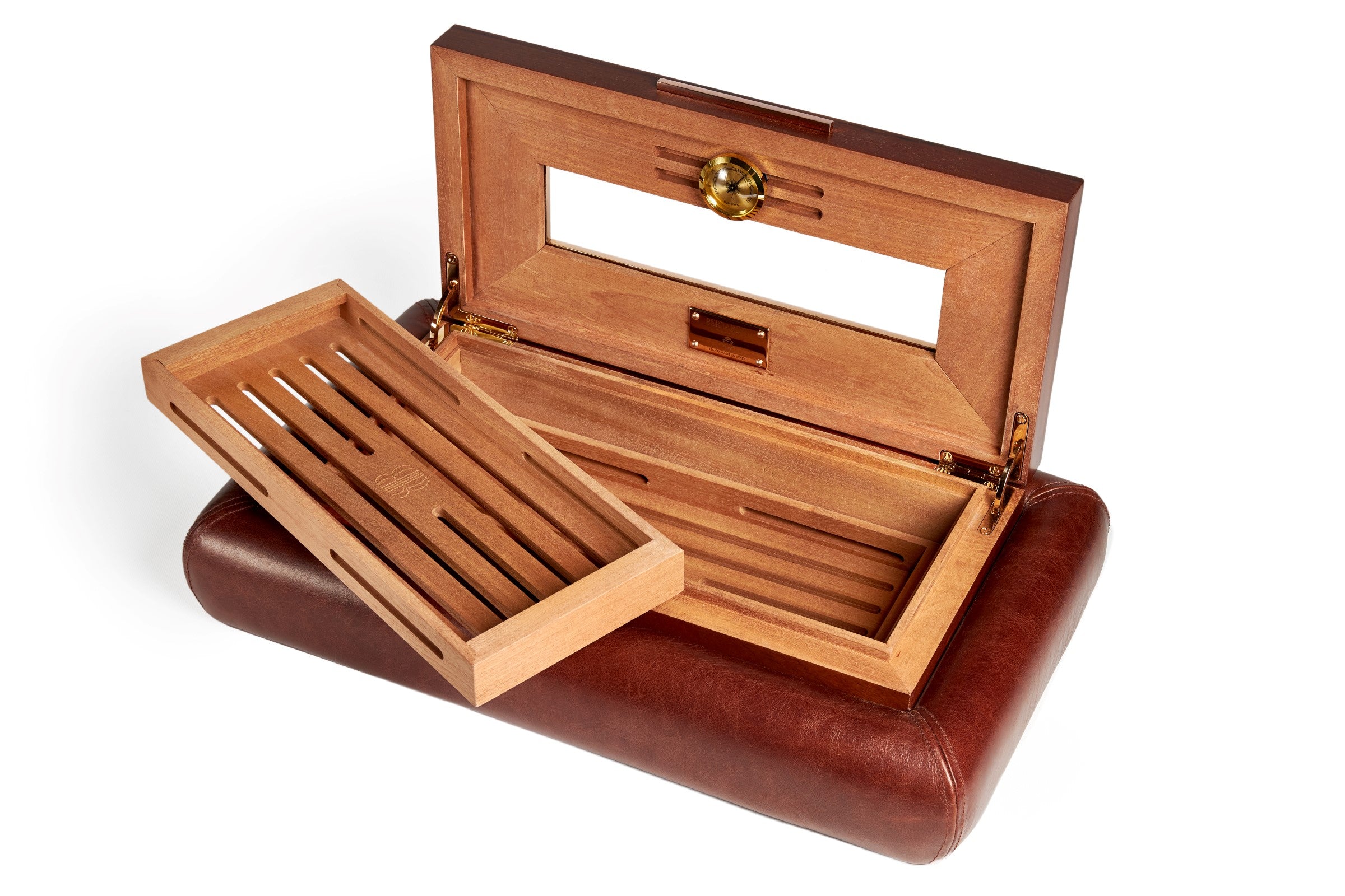 Bernardini Humidor Deco - Brown leather and Mahogany - N° 03/30