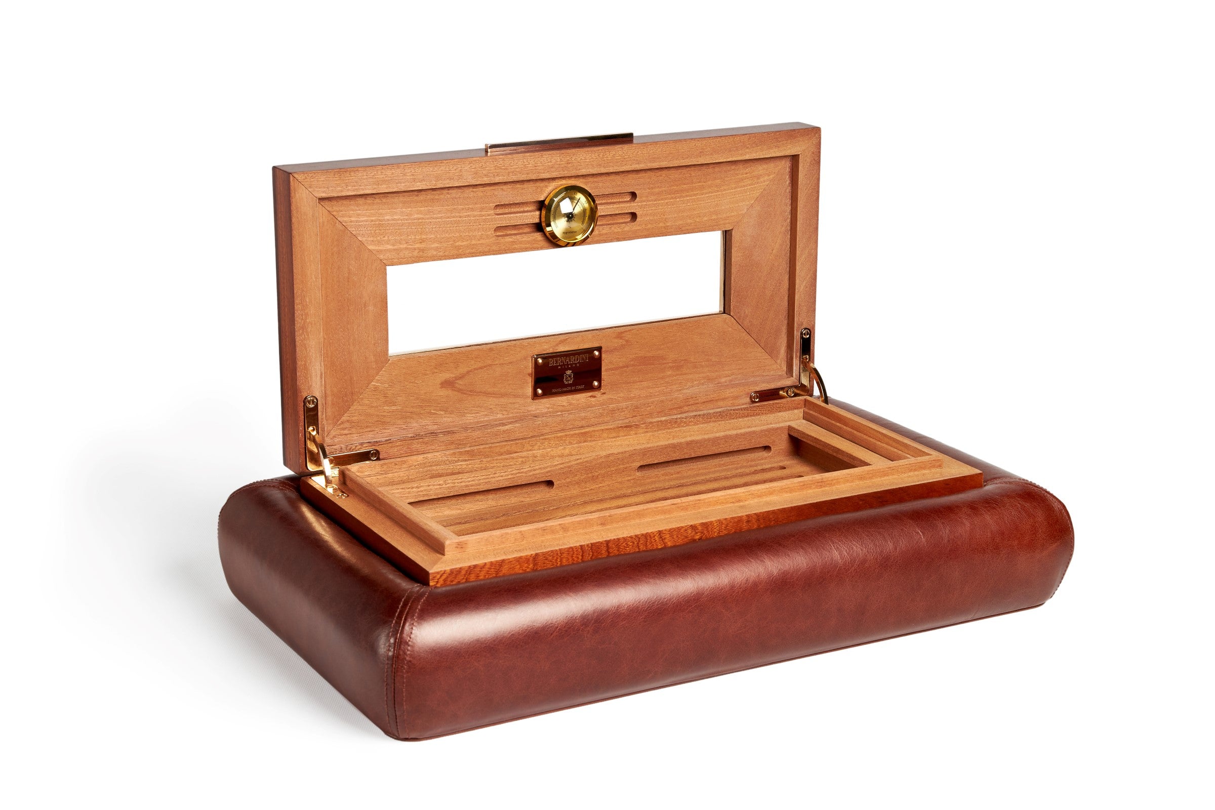 Bernardini Humidor Deco - Brown leather and Mahogany - N° 03/30