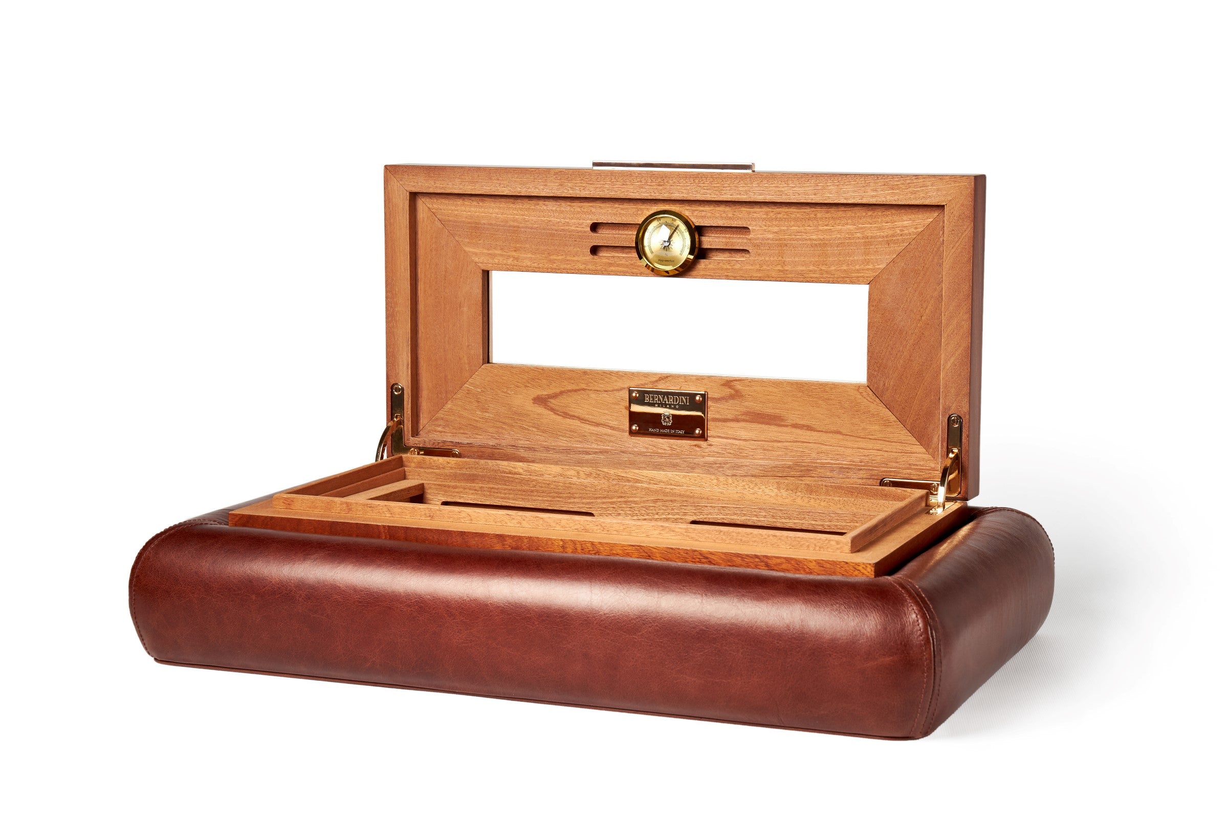 Bernardini Humidor Deco - Brown leather and Mahogany - N° 03/30