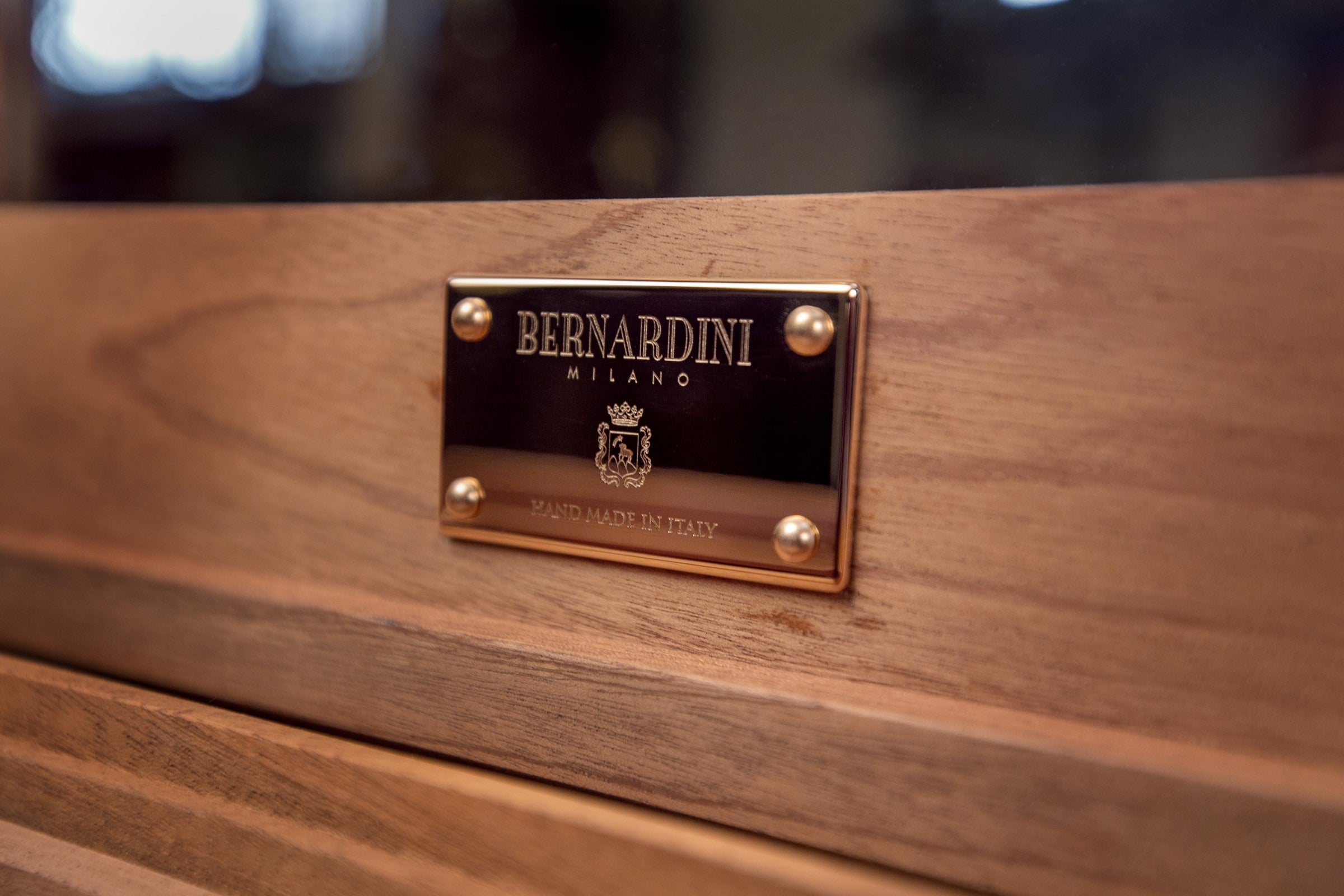 Bernardini Humidor Deco - Brown leather and Mahogany - N° 03/30