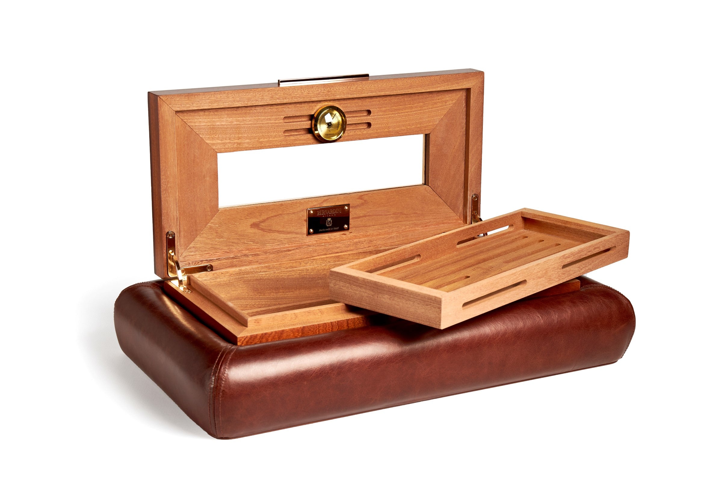 Bernardini Humidor Deco - Brown leather and Mahogany - N° 03/30