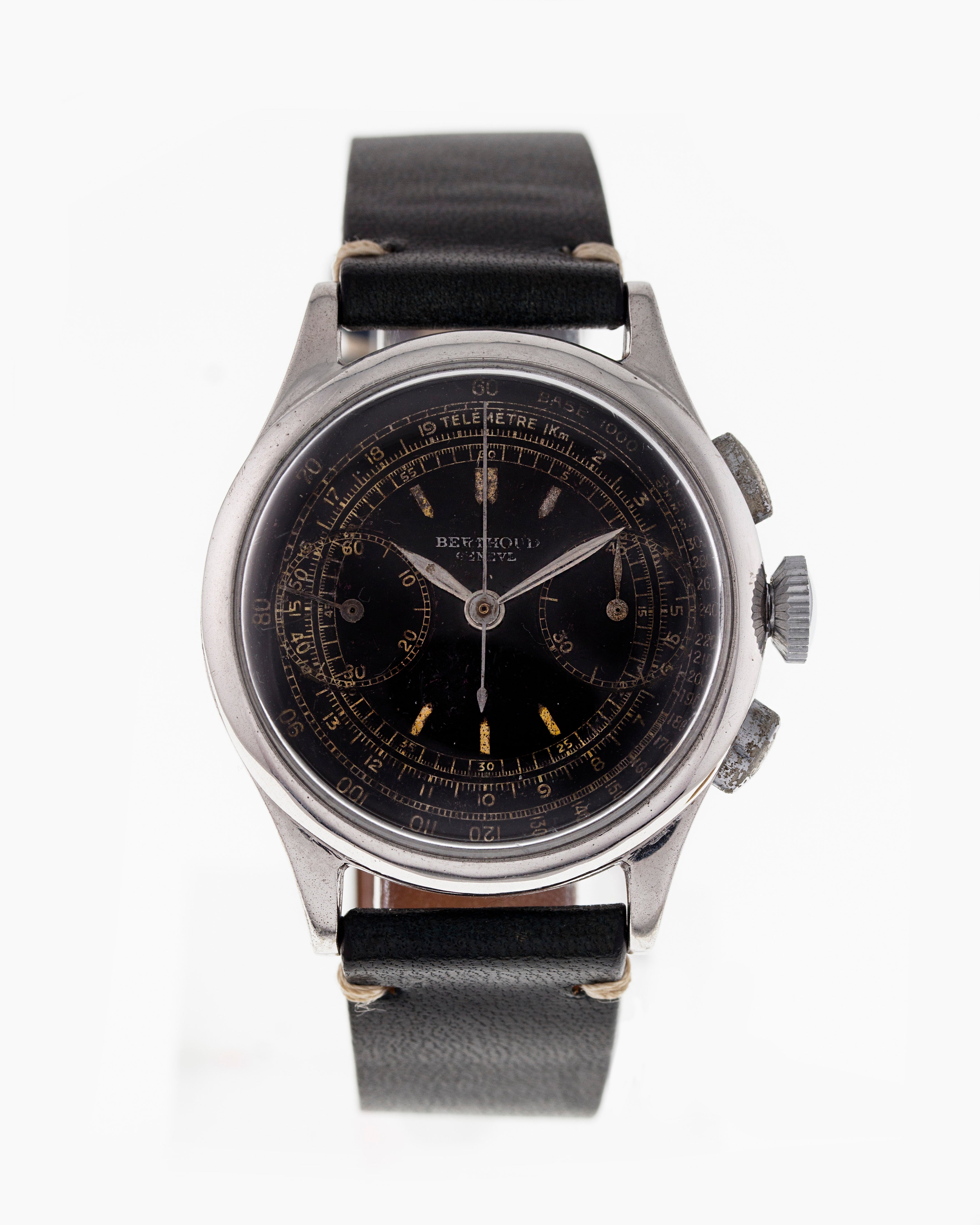 Berthoud Genève Ref. 5175 - black dial - stainless steel case 