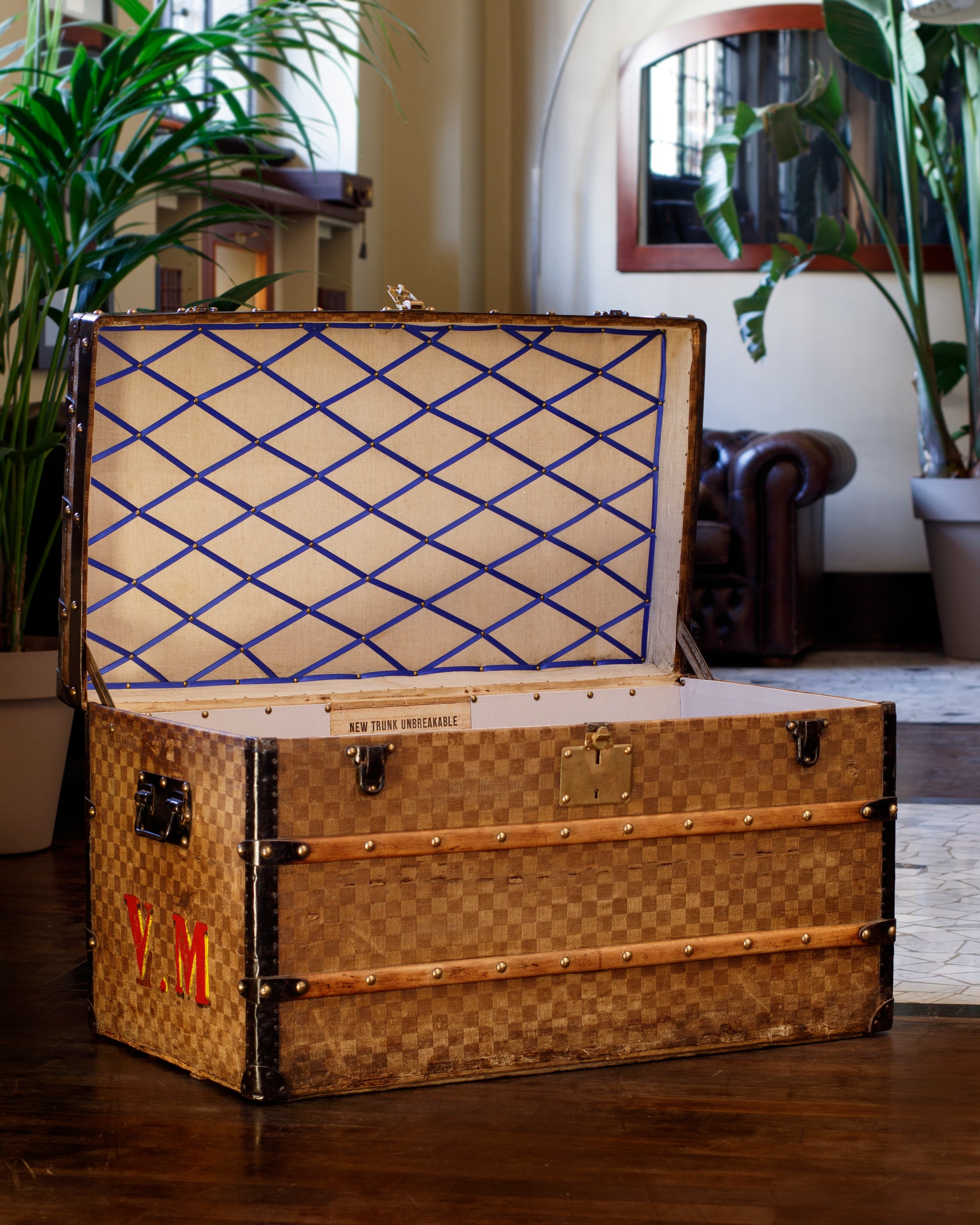 Antique Louis Vuitton damier Steamer Trunk Circa 1890