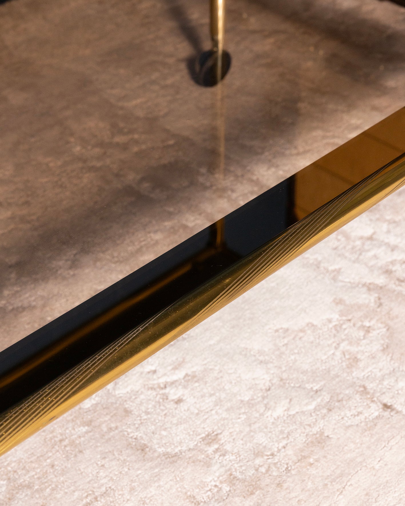 Brass Bar Trolley with Mirrored Shelves