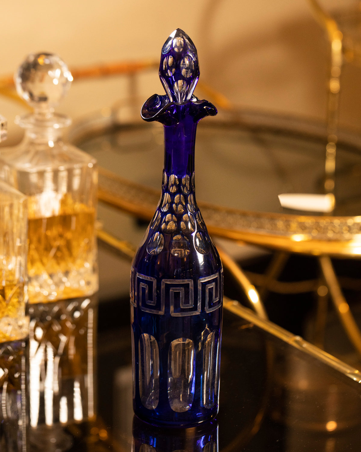 Colorful Victorian Crystal Liquor Decanter Bottle set