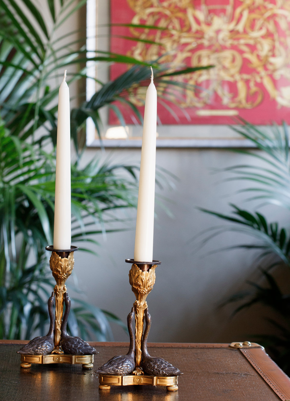 Coppia di Candelieri francesi impero in bronzo dorato -  Empire french bronze guilded candlesticks