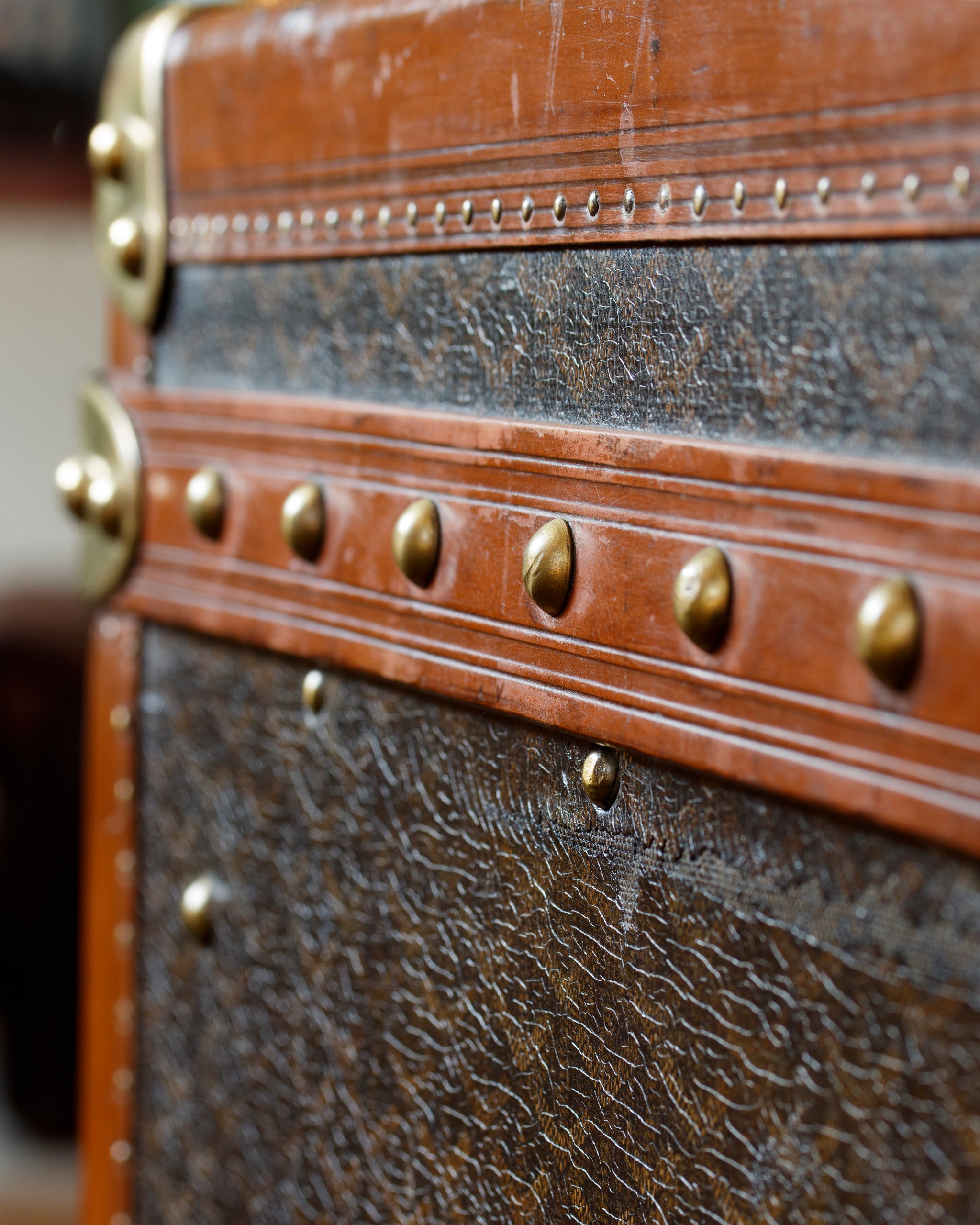 Vintage Steamer Trunk in Black Canvas from Goyard, 1930s