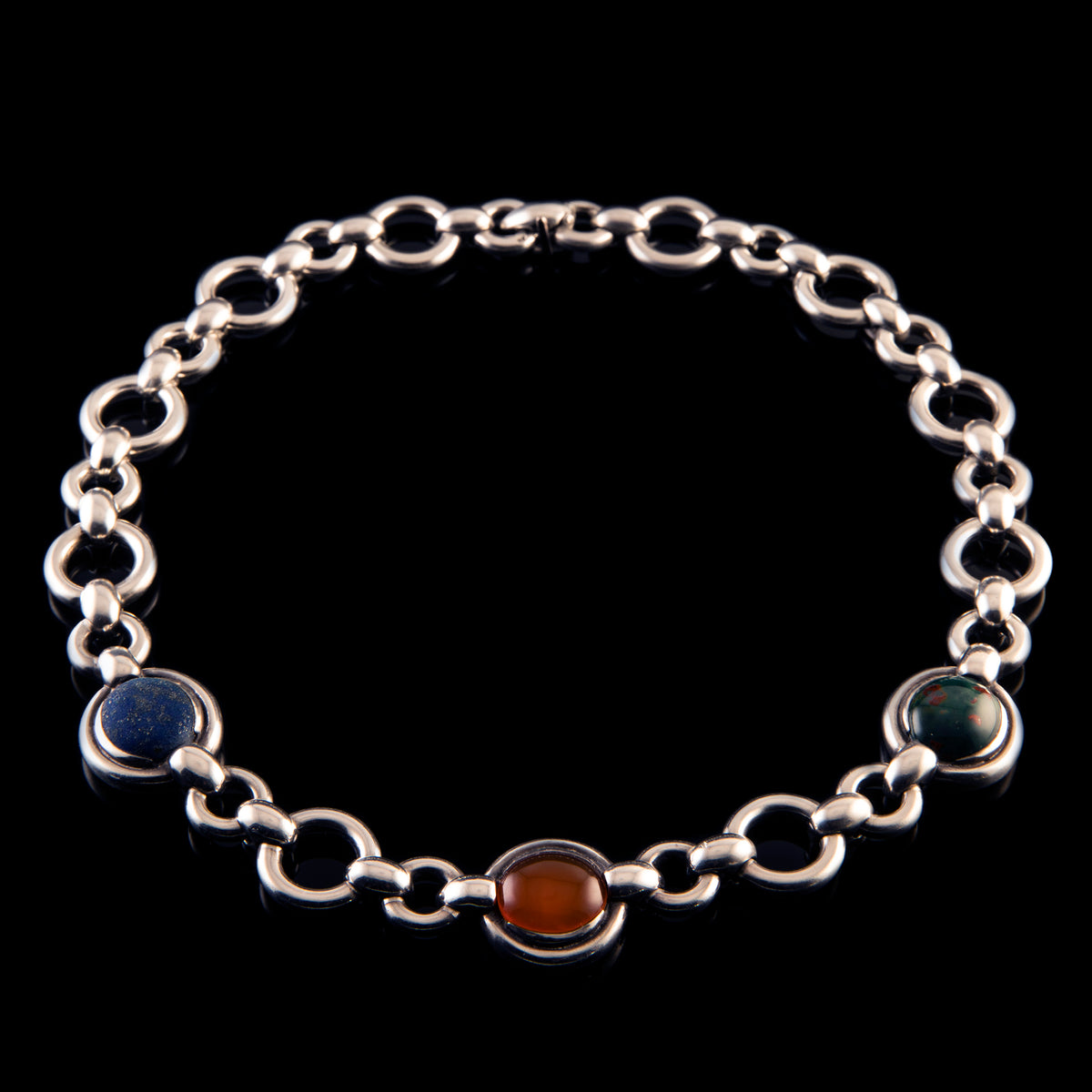 Hermès Silver Collier with &quot;Cabochon&quot; stones