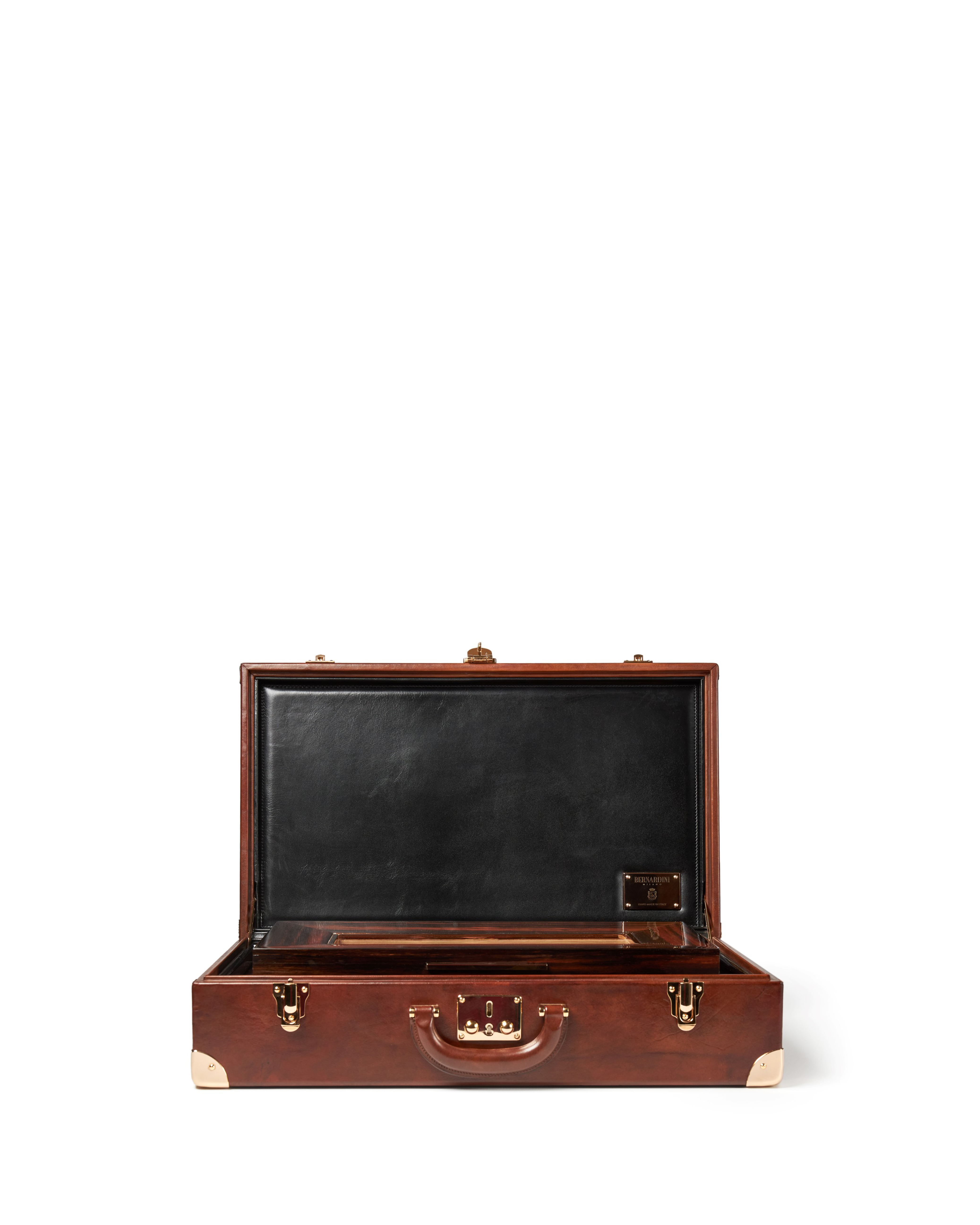Bernardini Humidor Briefcase - Black leather and Ebony