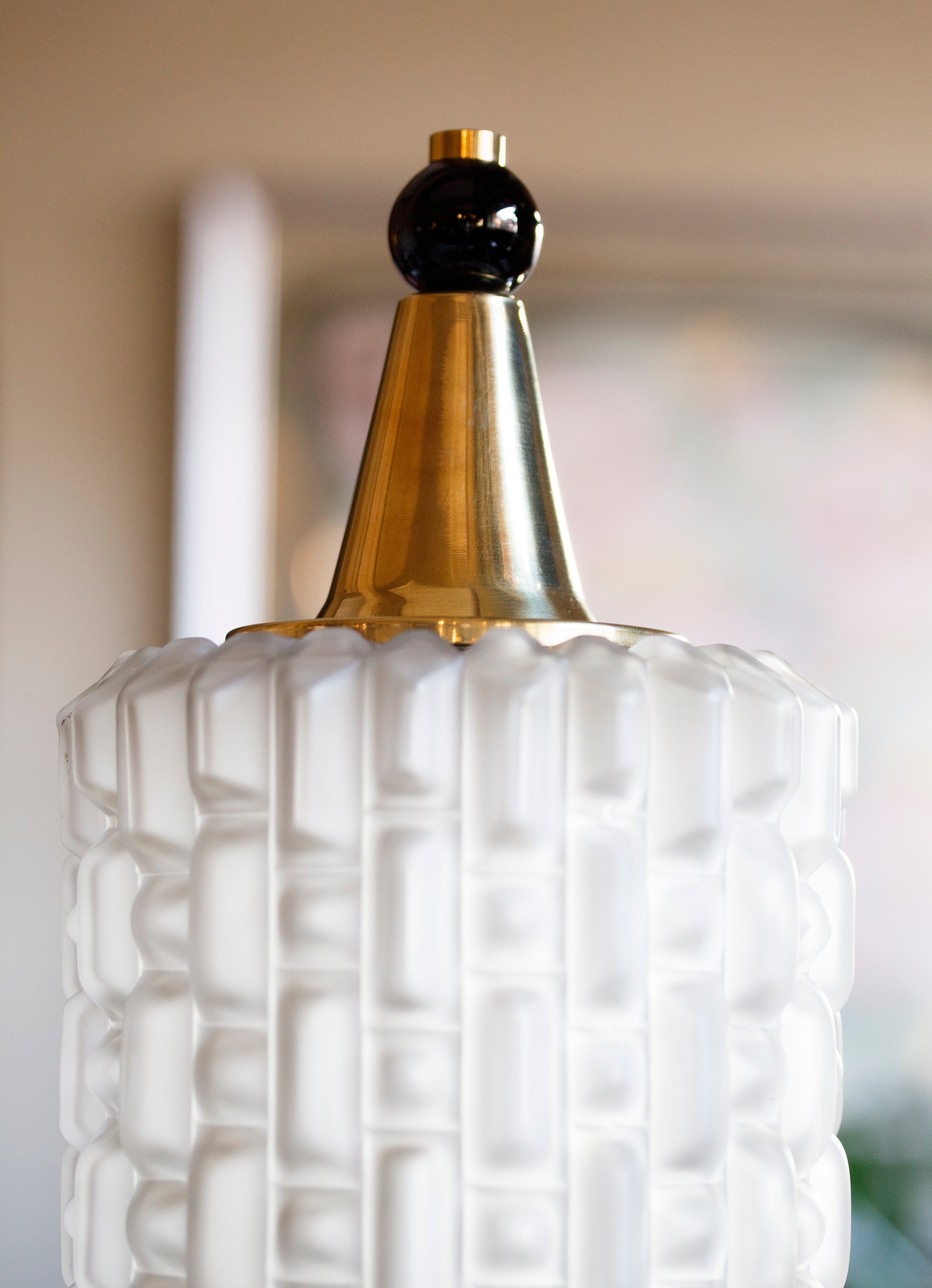 Lampada Deco in Vetro di Murano satinato - 1970 - Frosted Deco Murano Glass Table Lamp