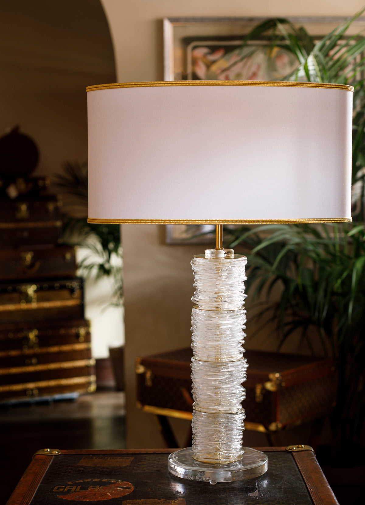 Lampada da tavolo Anelli in vetro di Murano - 1970 - Murano Glass &quot;Quoits&quot; Lamp