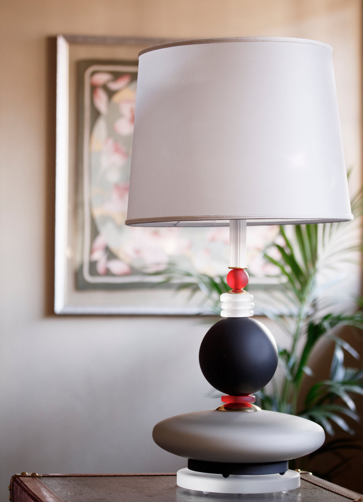 Lampada in vetro di Murano con dettagli Rubino - 1970 - Murano Glass Table Lamp with Ruby details