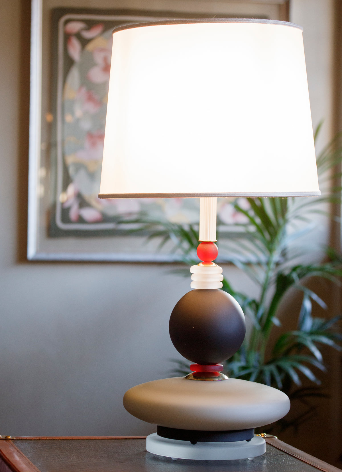 Lampada in vetro di Murano con dettagli Rubino - 1970 - Murano Glass Table Lamp with Ruby details