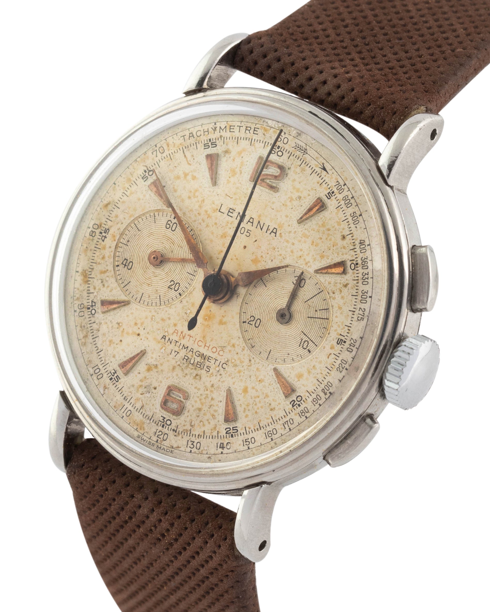 Lemania Chronograph "105 Antichoc" wrist watch 