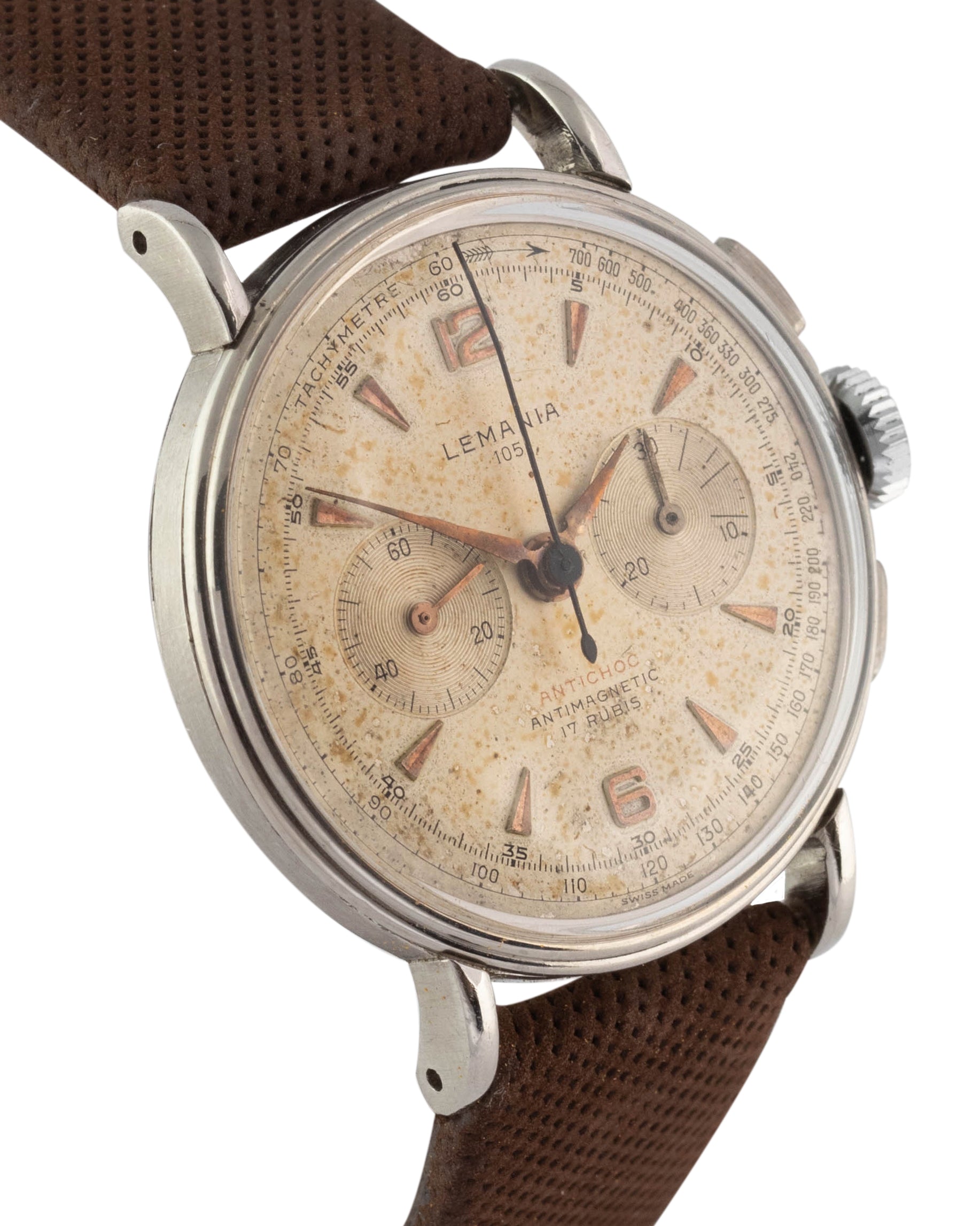 Lemania Chronograph "105 Antichoc" wrist watch 