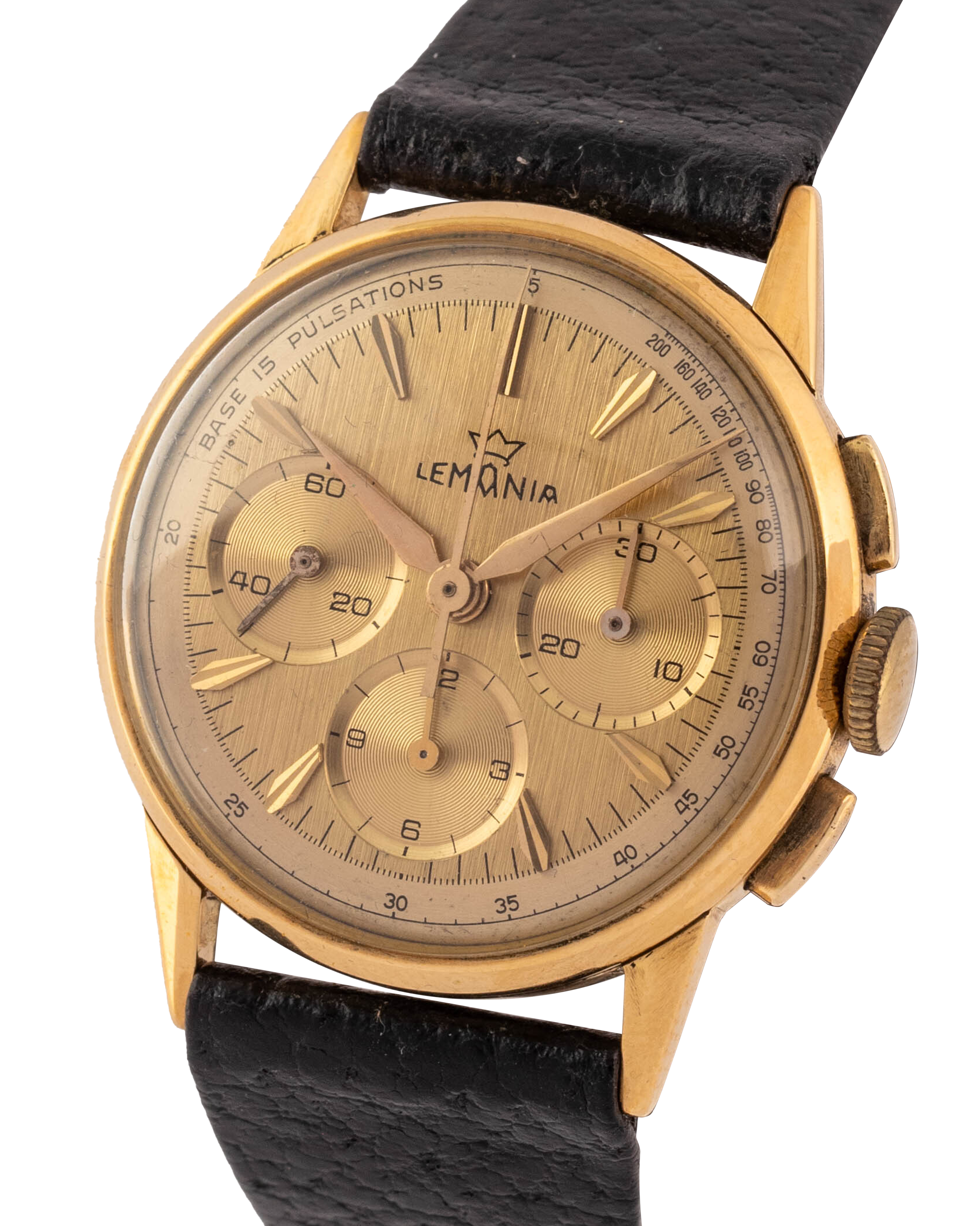 Lemania Chronograph "Champagne dial" wrist watch, in 18kt yellow gold 