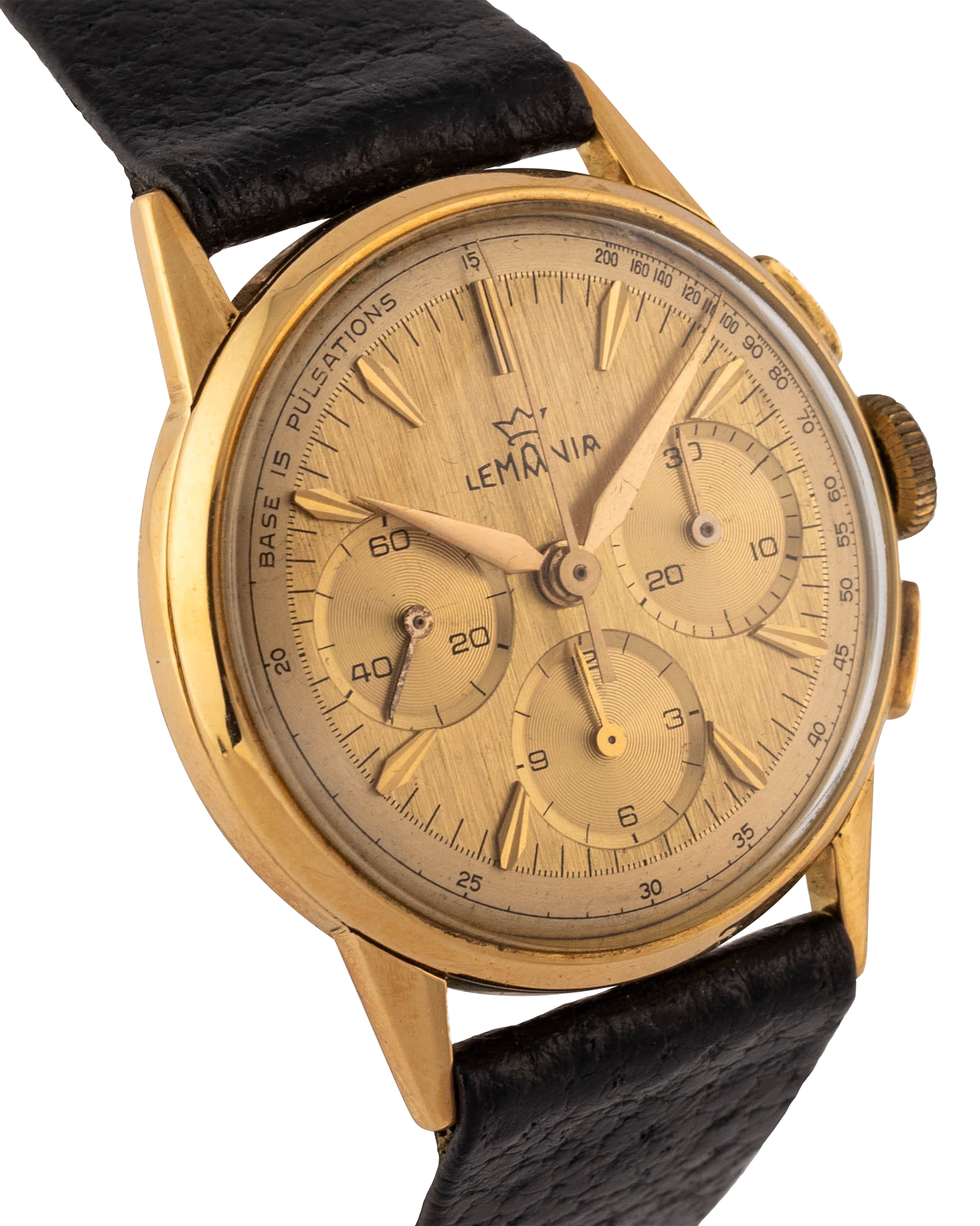 Lemania Chronograph "Champagne dial" wrist watch, in 18kt yellow gold 