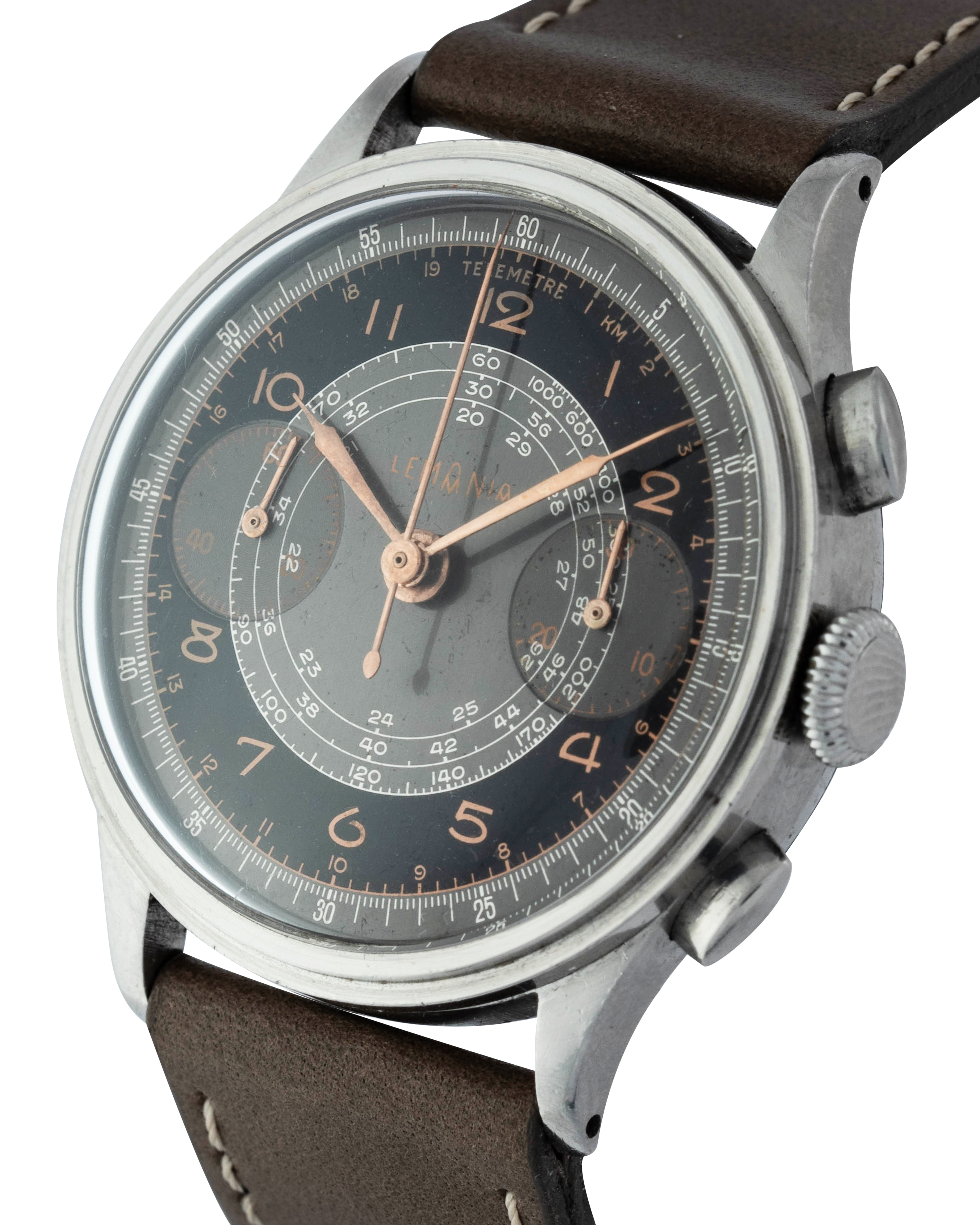 Lemania Oversize Chronograph - black and grey dial - stainless steel 