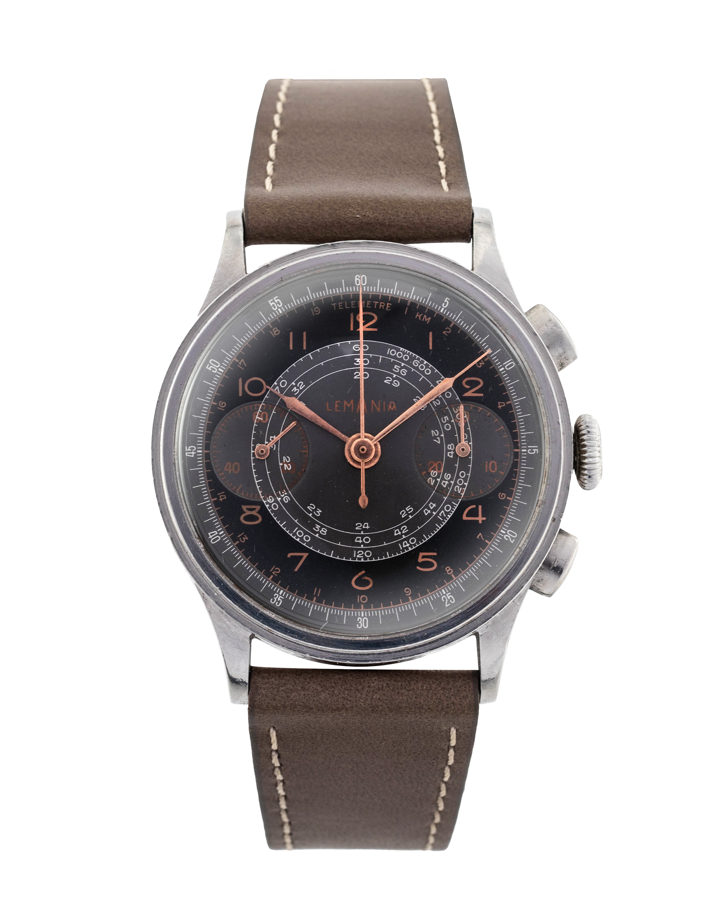 Lemania Oversize Chronograph - black and grey dial - stainless steel 