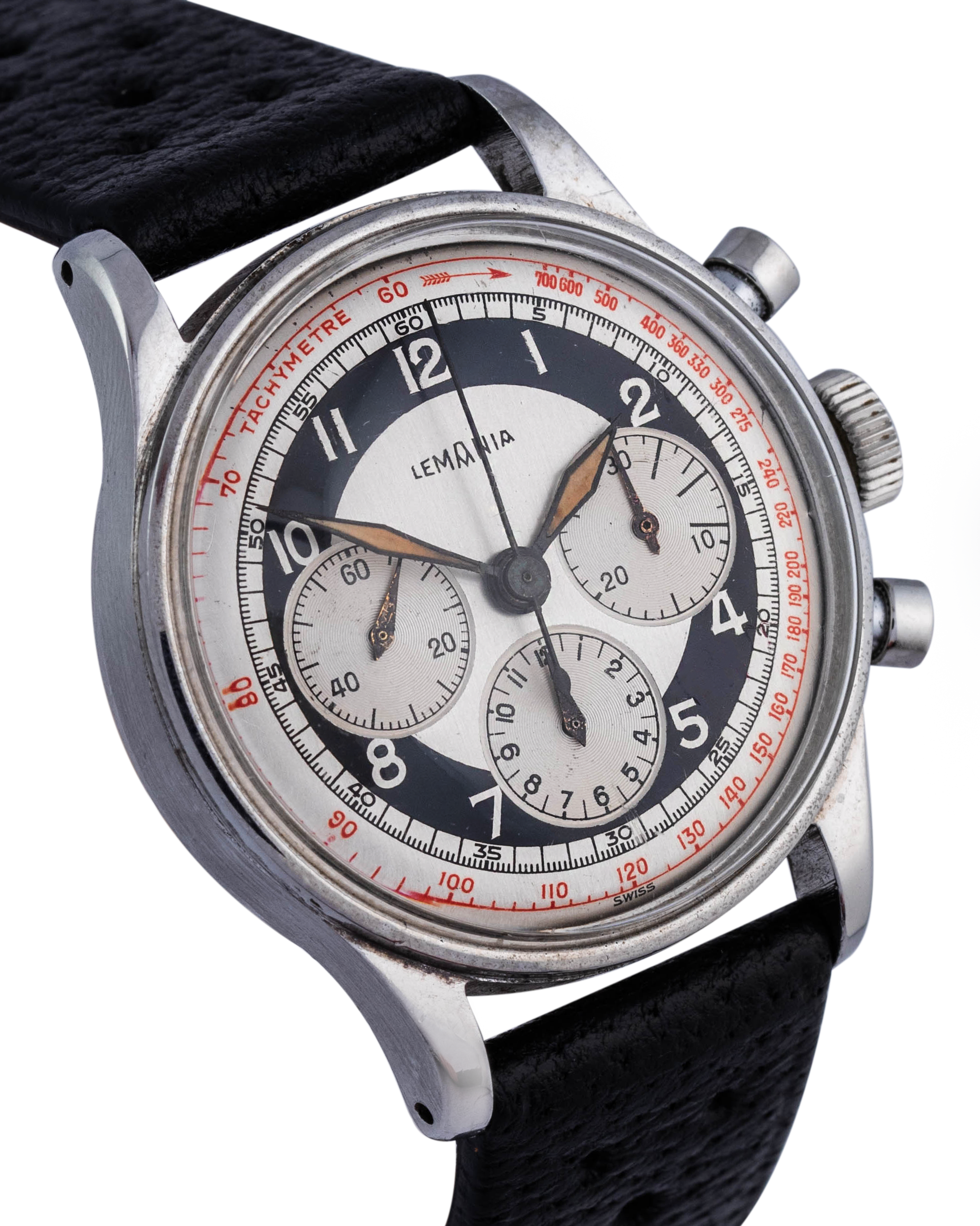 Lemania Chronograph - BLACK AND WHITE DIAL 