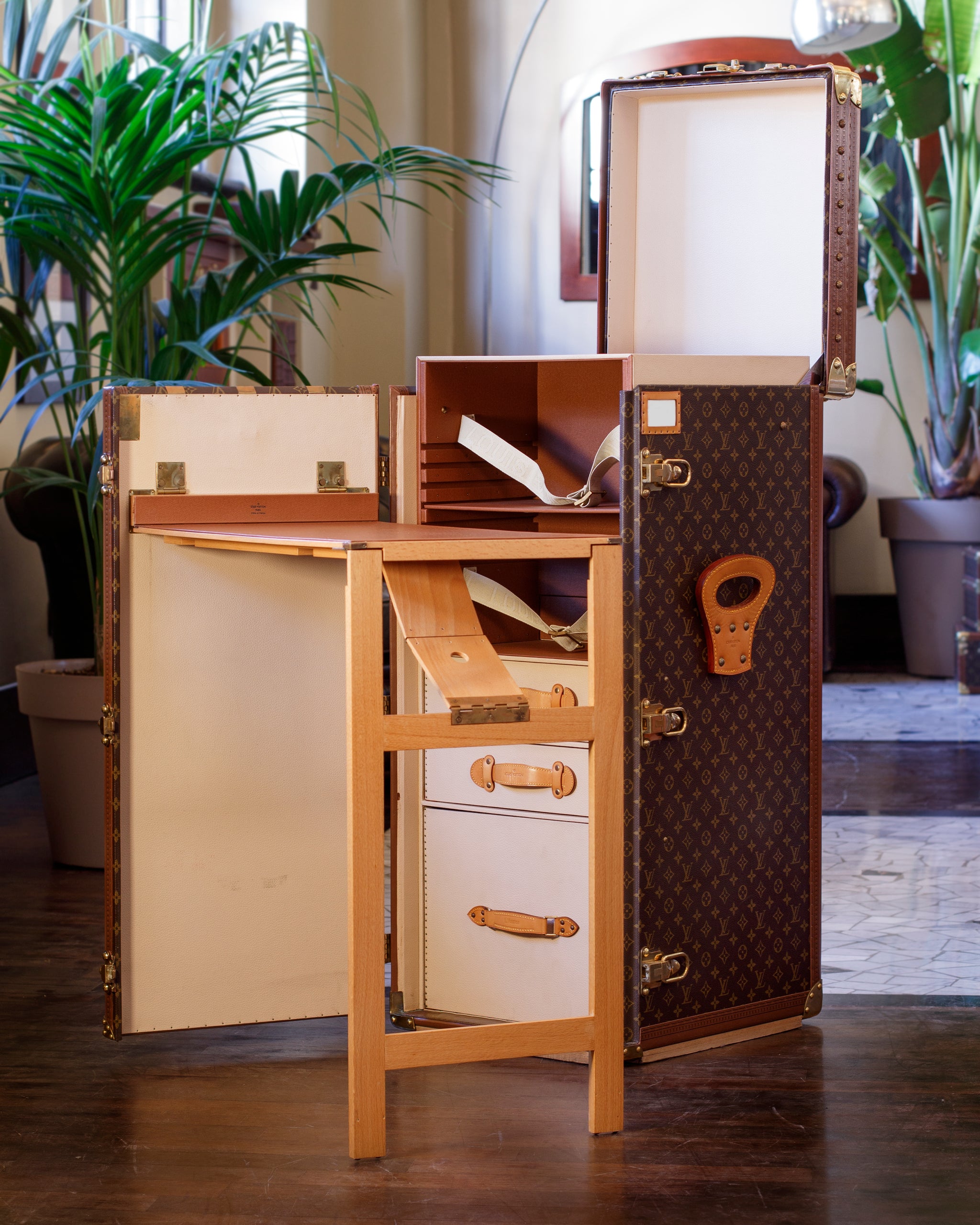 Fashion designer Louis Vuitton designed this writing trunk with an  integrated folding desk for Leopold Stokowski in 1936. It is still on…