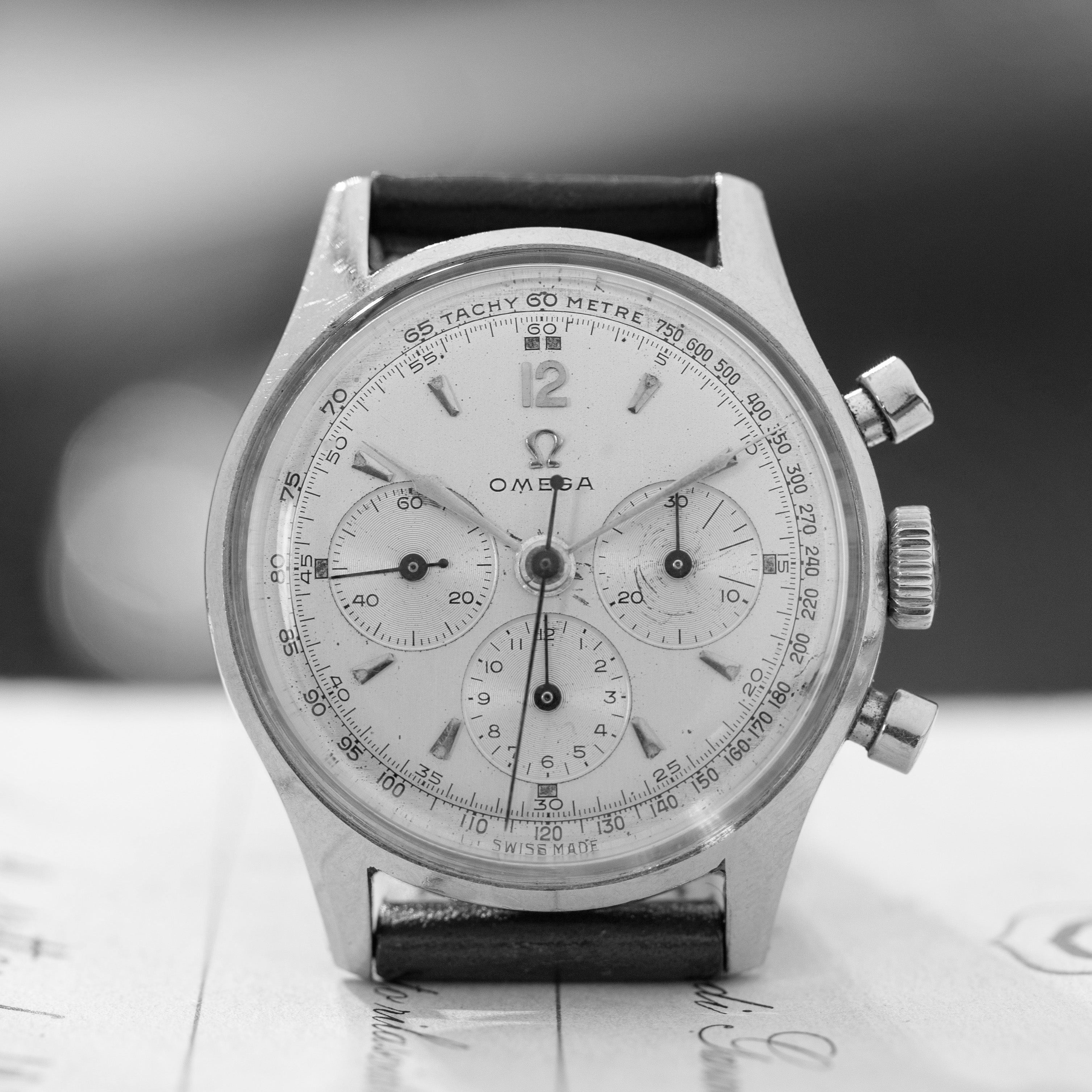 Omega military chronograph retailed for Argentinian Air Forces