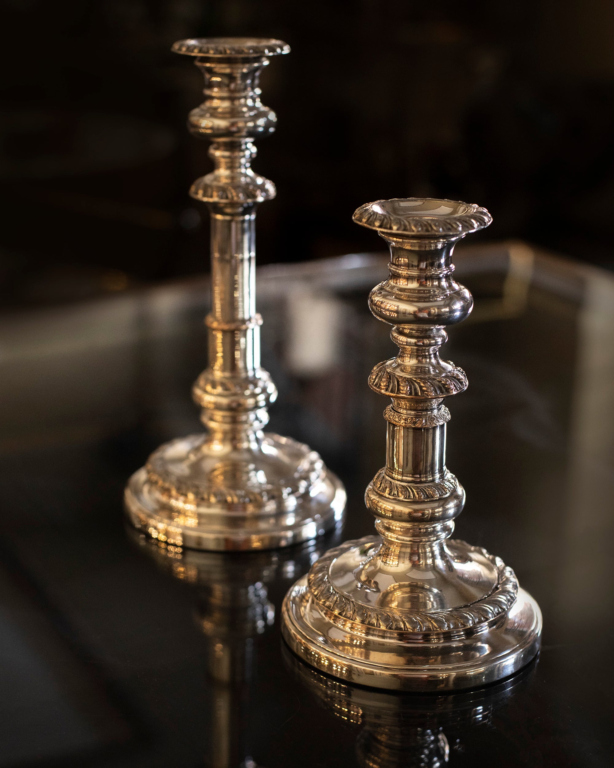Pair of Antique Candlesticks Queen Anne style in old sheffield