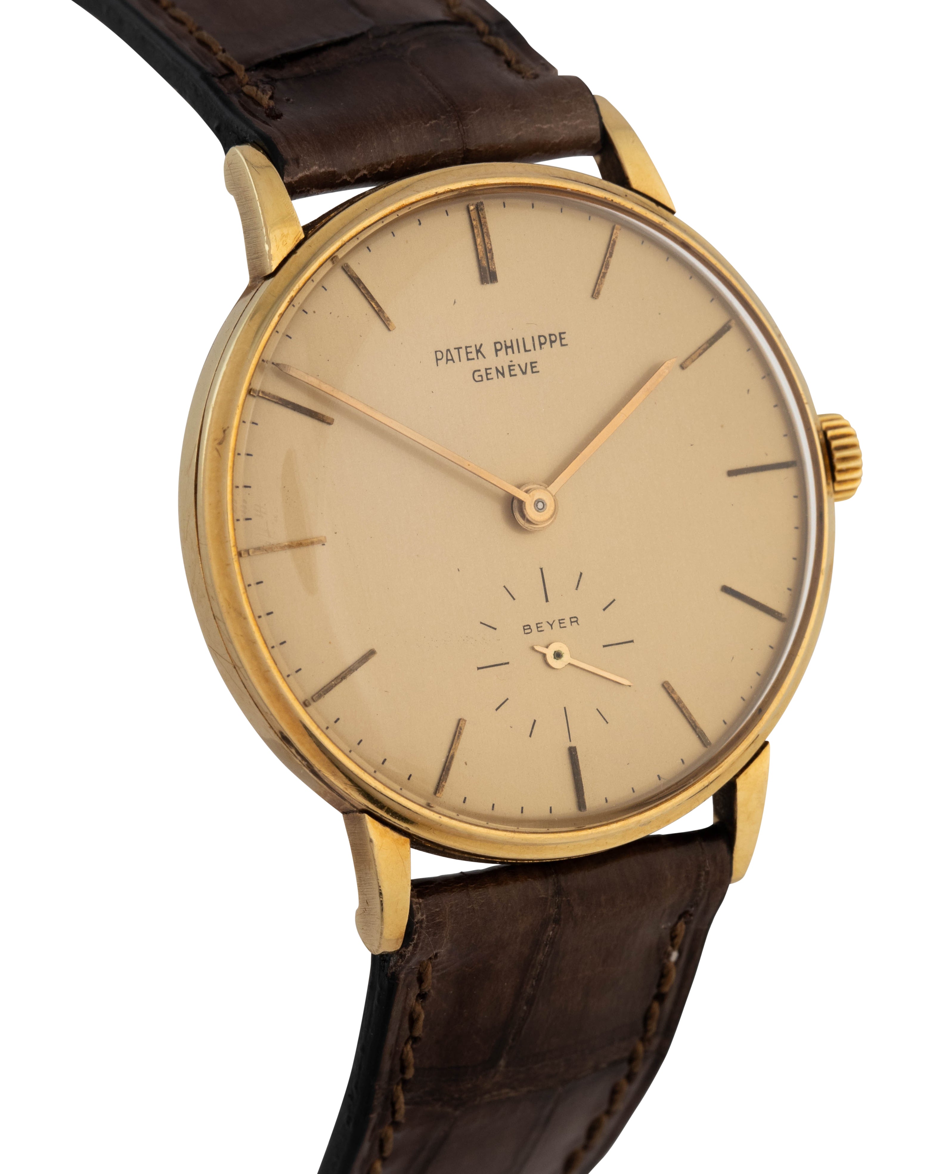 Patek Philippe Ref. 3410 Calatrava in yellow gold with double signed "Beyer" dial 
