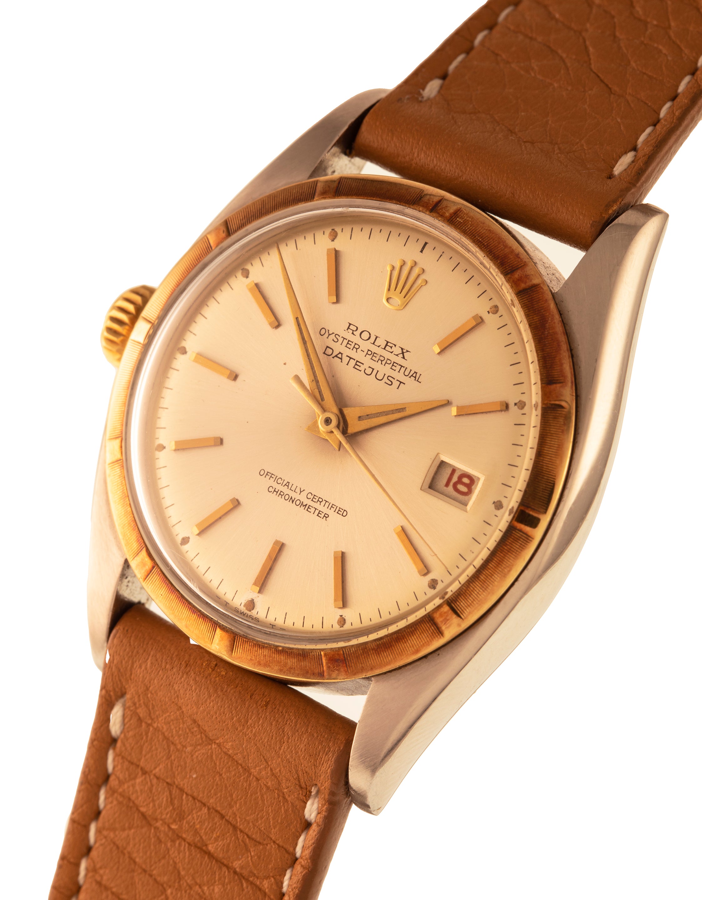 Rolex ref. 6075 A very rare produced in few examples in the '50s the Date Just so called "Ovettone" in stainless steel and yellow gold. This watch is in very good conditions