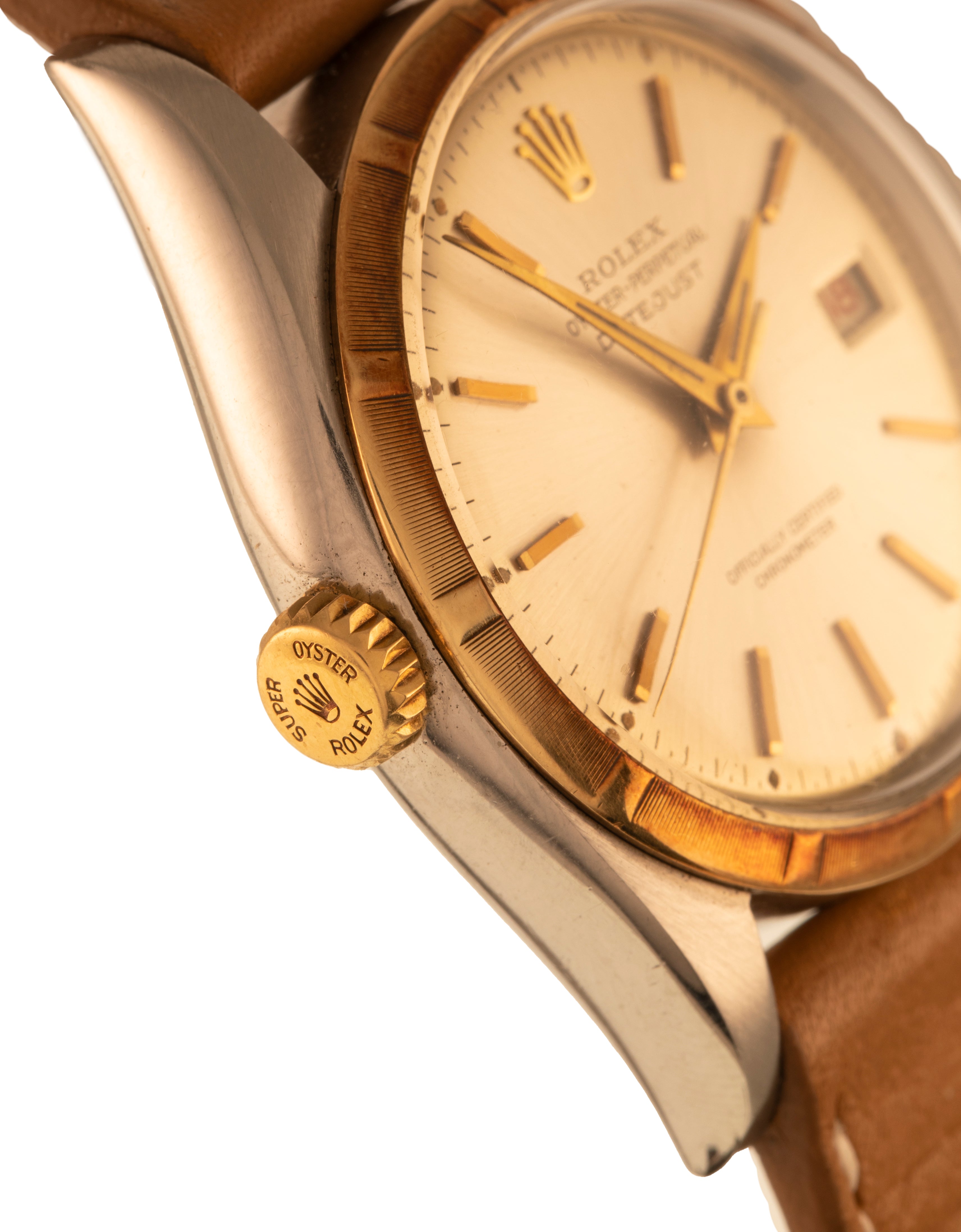 Rolex ref. 6075 A very rare produced in few examples in the '50s the Date Just so called "Ovettone" in stainless steel and yellow gold. This watch is in very good conditions