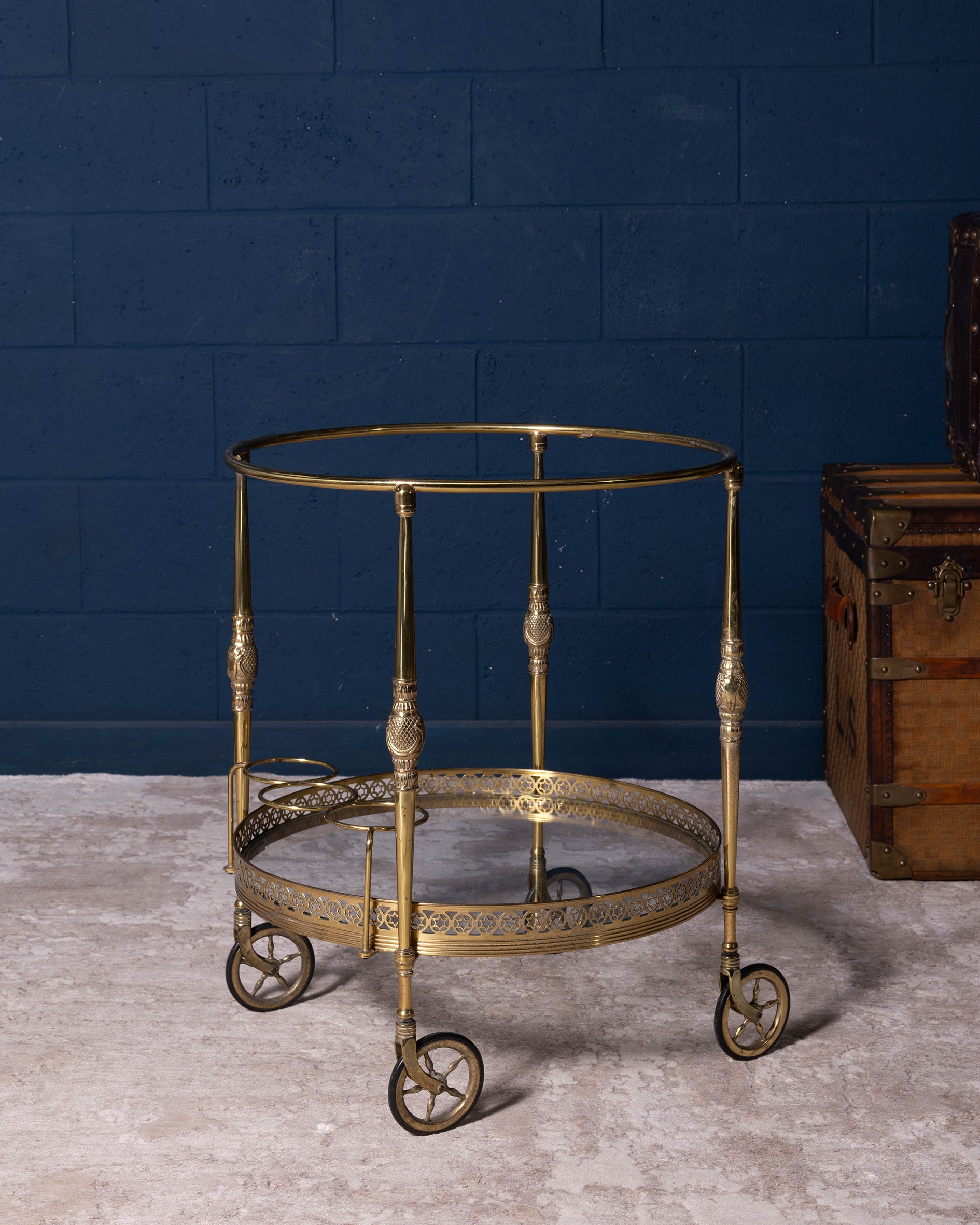 Round brass bar cart  "Gallery model"